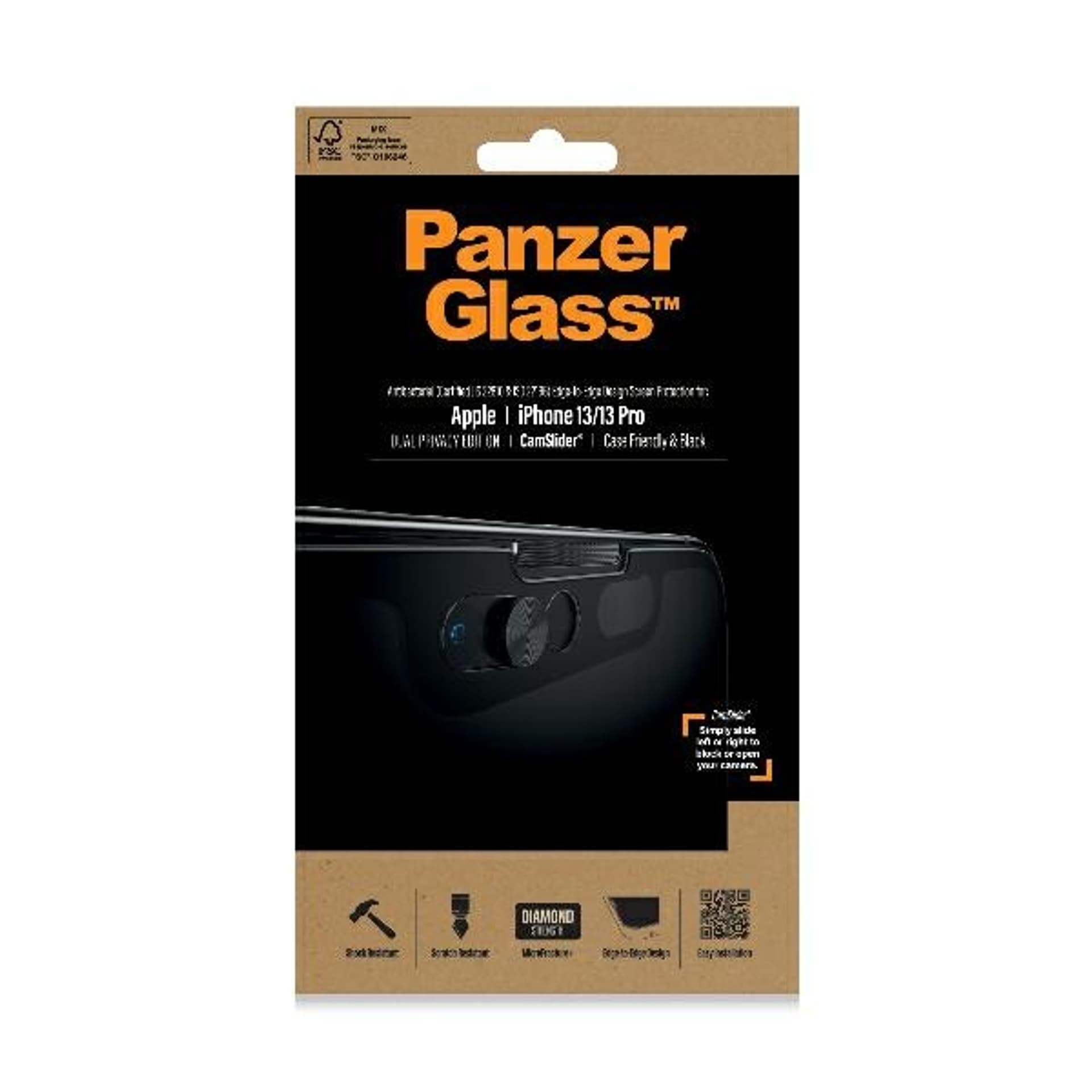 

PanzerGlass E2E Microfracture iPhone 13 /13 Pro 6,1" Case Friendly CamSlider Privacy Antibacterial czarny/black P2748