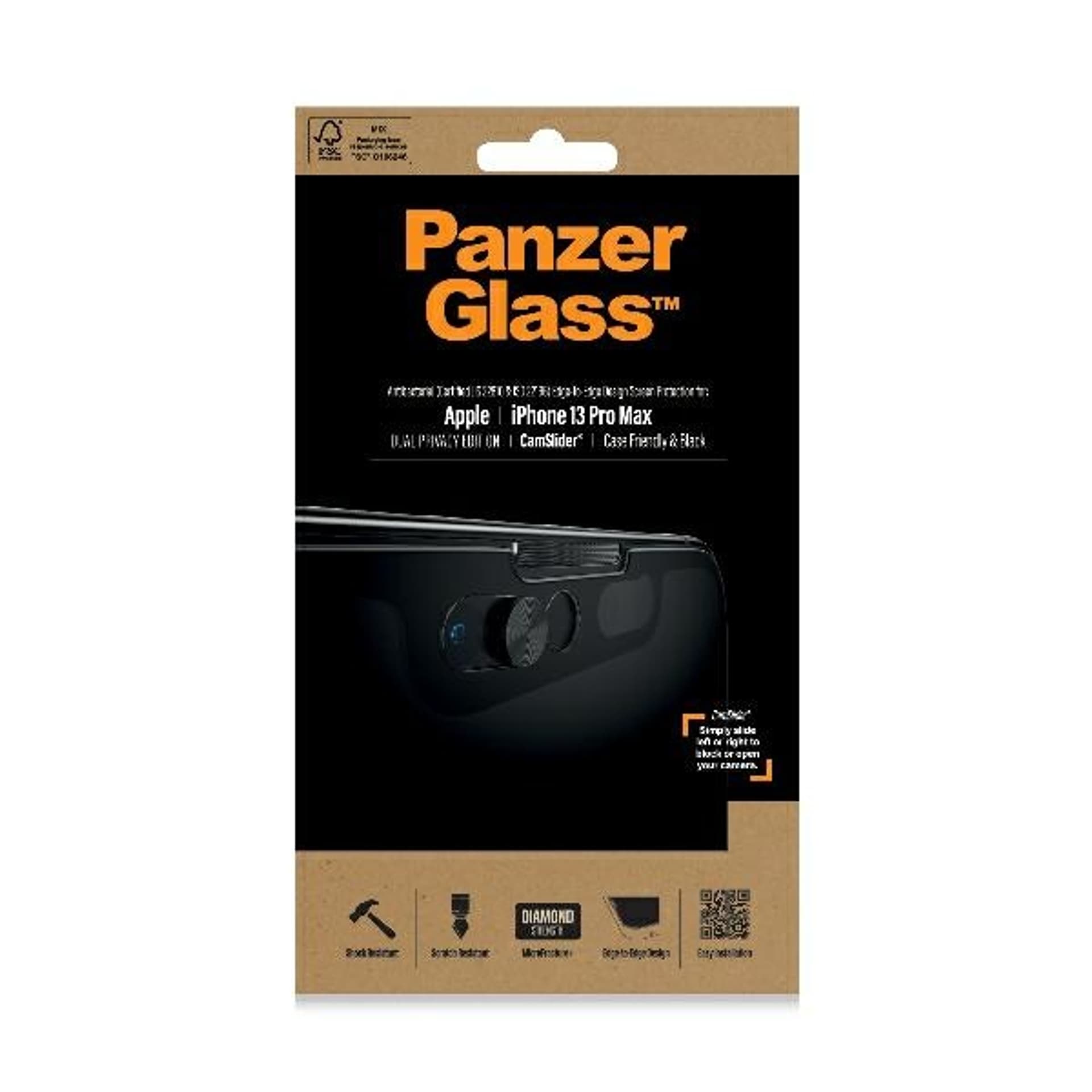 

PanzerGlass E2E Microfracture iPhone 13 Pro Max 6,7" Case Friendly CamSlider Privacy Antibacterial czarny/black P2749