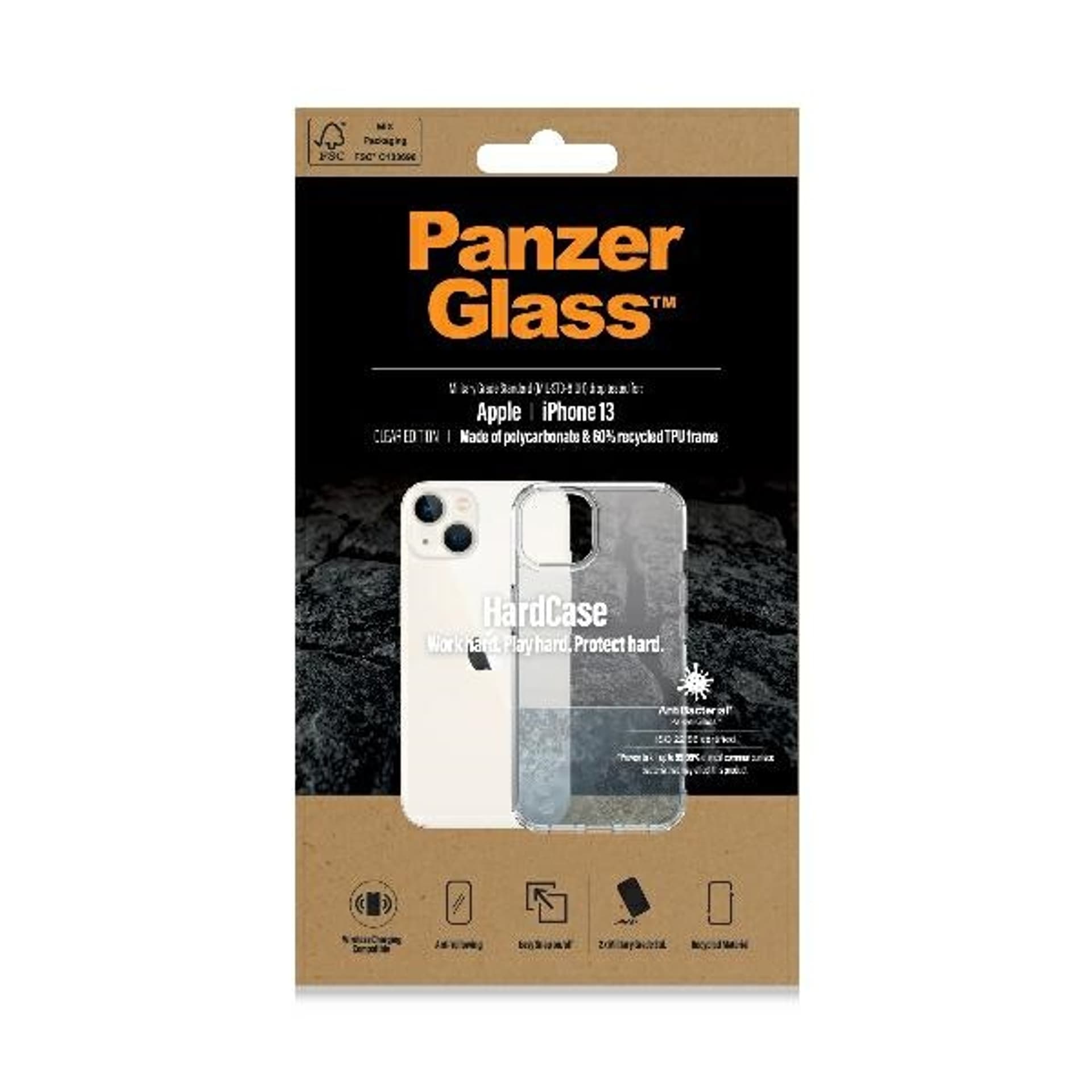 

PanzerGlass HardCase iPhone 13 6,1" Antibacterial Military grade clear 0316
