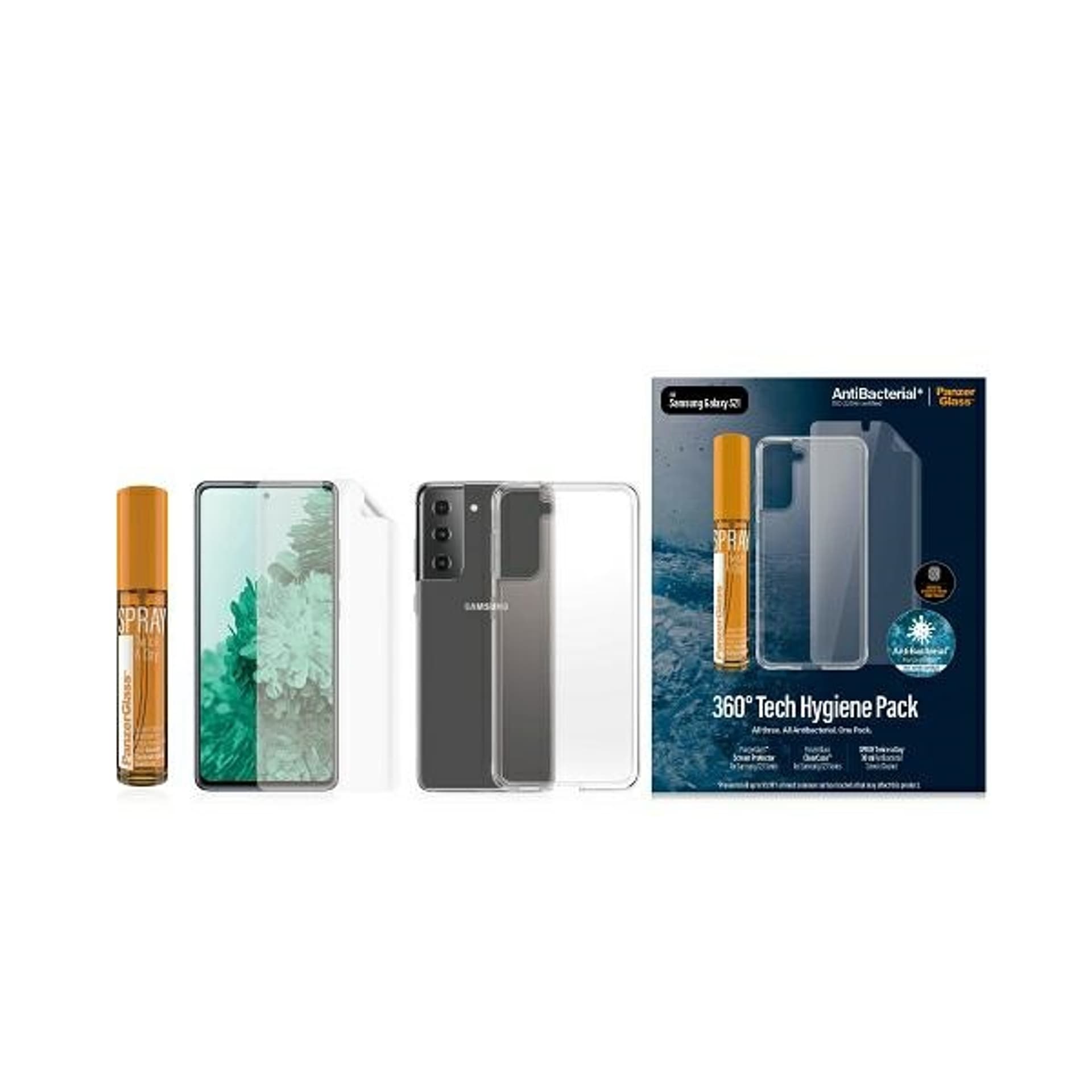 

PanzerGlass Zestaw Start Sam S21 Ochrona ekranu TPU, Etui ClearCase, Spray 30ml