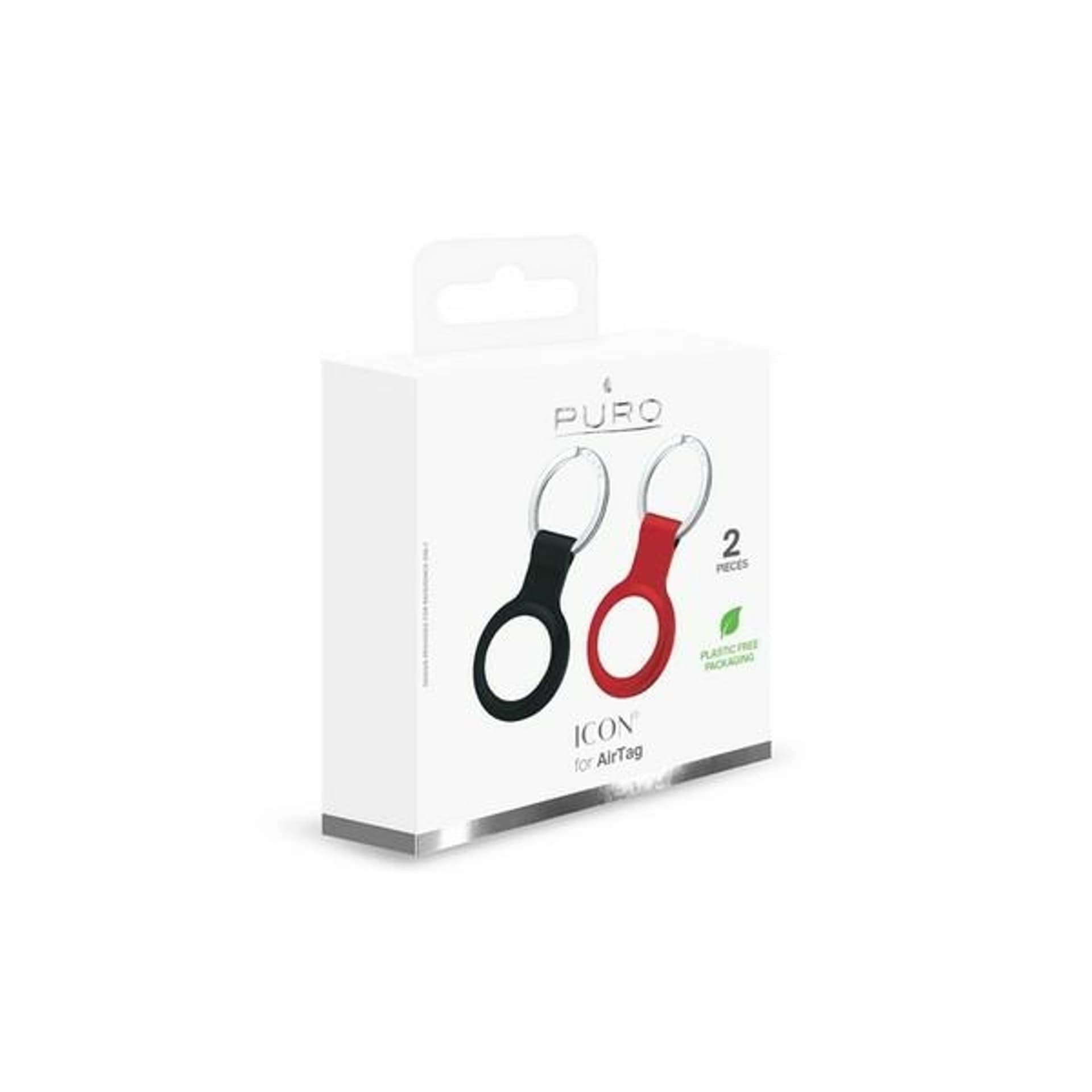 

Puro ICON Case AirTag silicone x2 czarny i czerwony/black and red ATKIT2 (zestaw 2 szt)