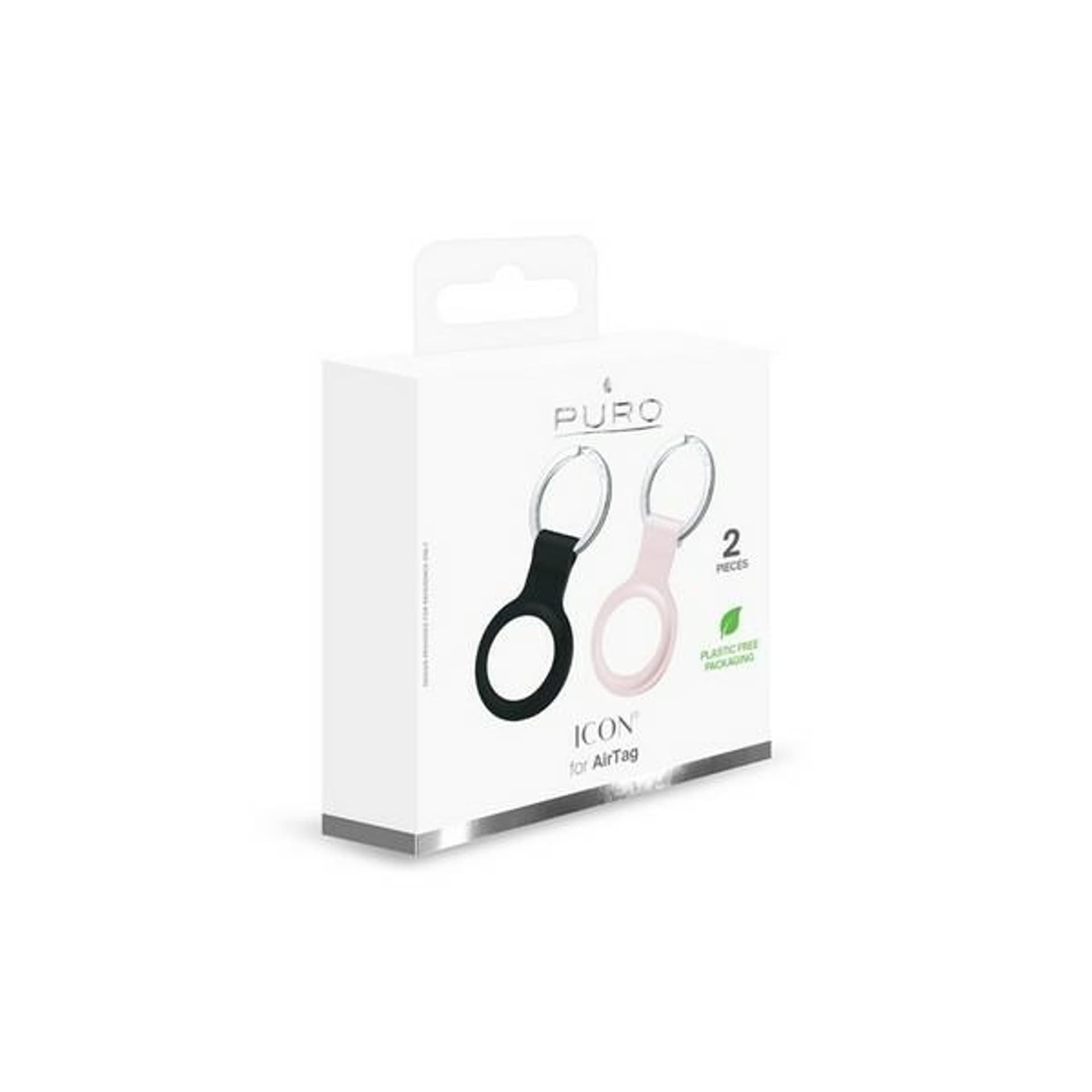 

Puro ICON Case AirTag silicone x2 czarny i piaskowo różowy/black and sand pink ATKIT3 (zestaw 2 szt)