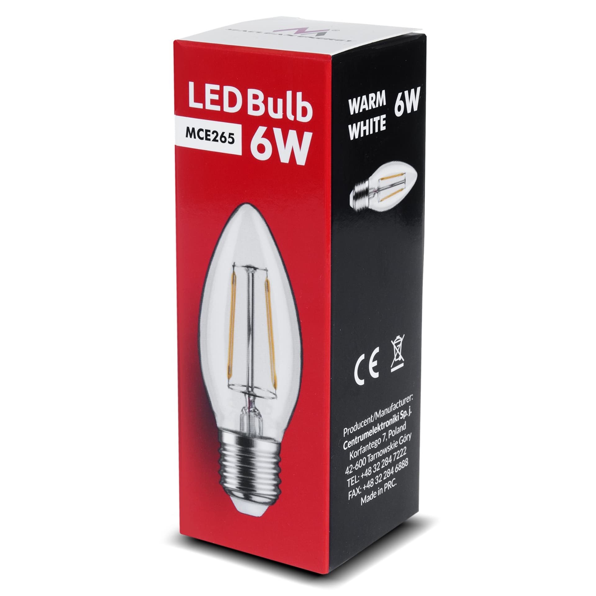 

Żarówka LED Maclean, filamentowa E27, 6W, 230V, WW ciepła biała 3000K, 600lm, retro edison ozdobna świeczka C35, MCE265