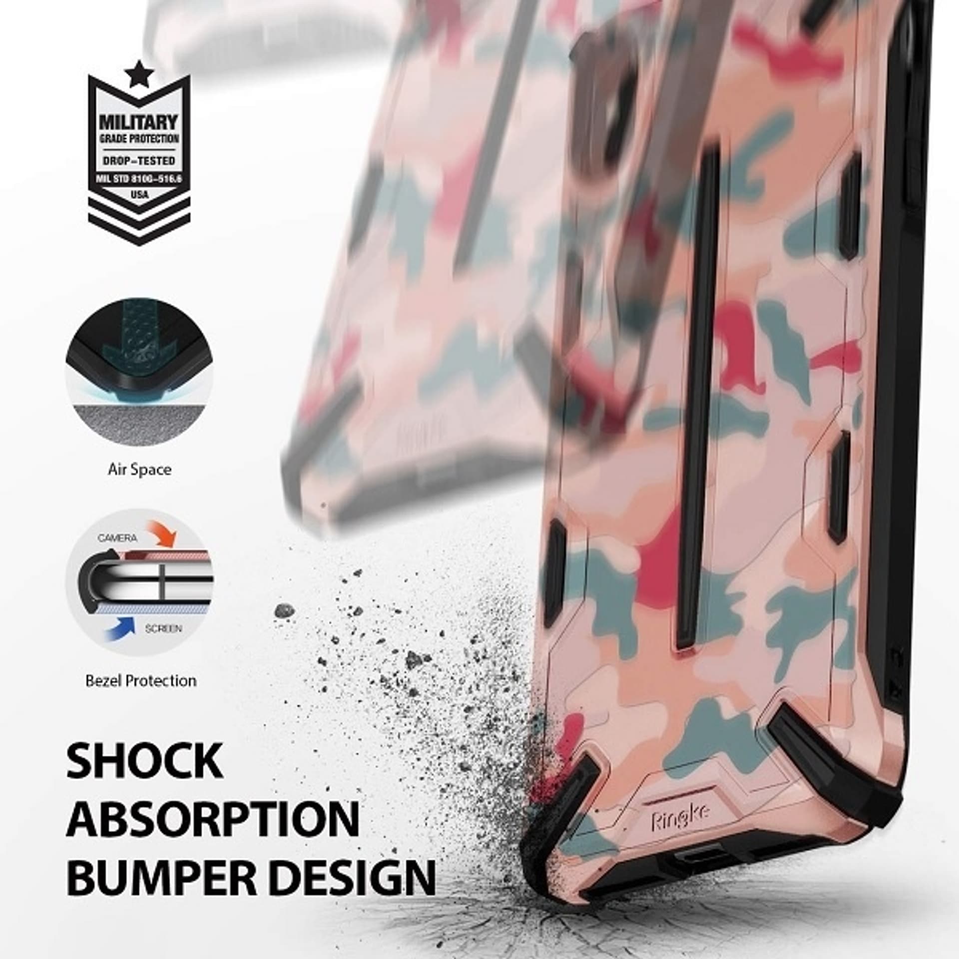 

Ringke Dual X iPhone X/Xs różowy moro /camo pink DXAP0014