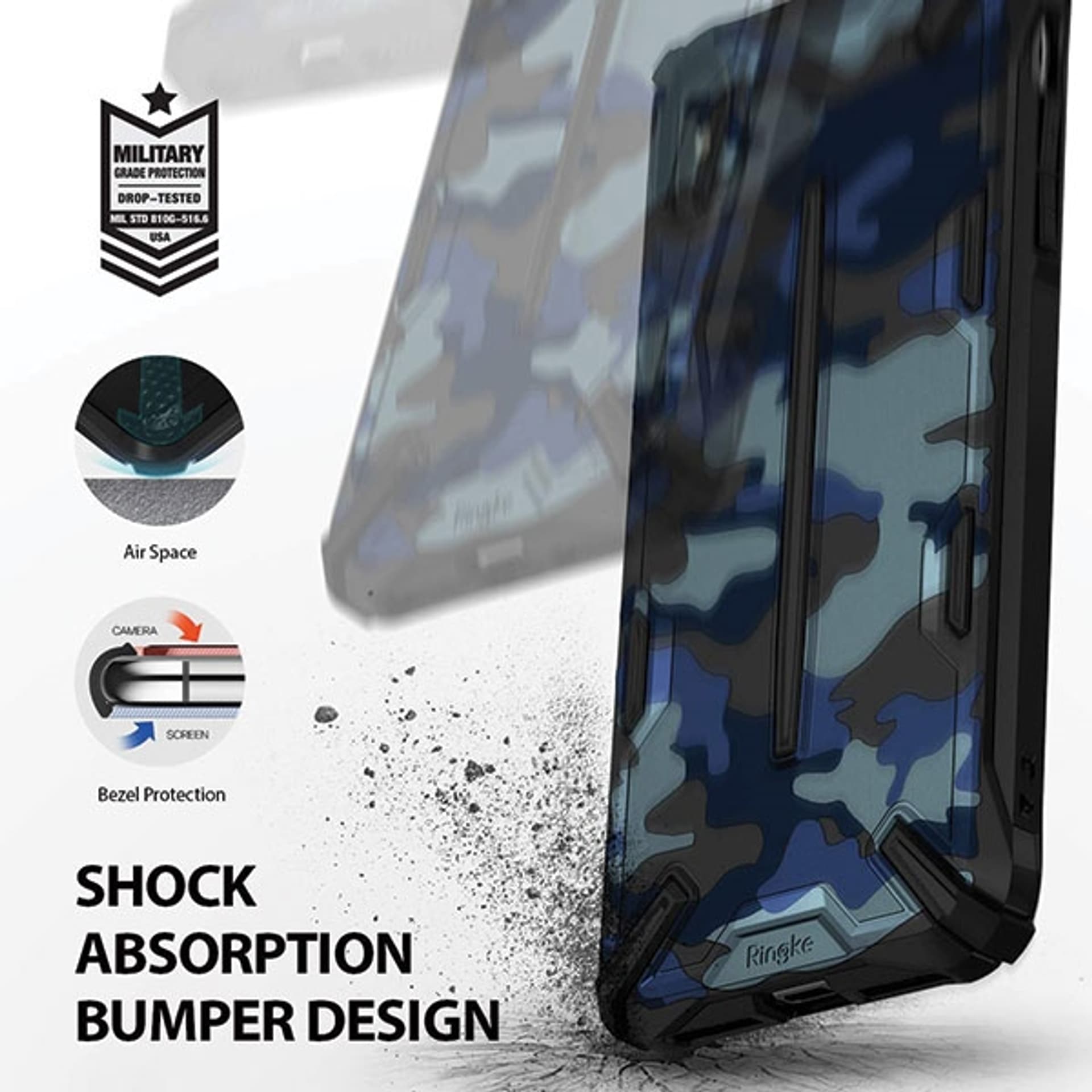 

Ringke Dual X iPhone Xs Max niebieski moro /camo blue DXAP0019