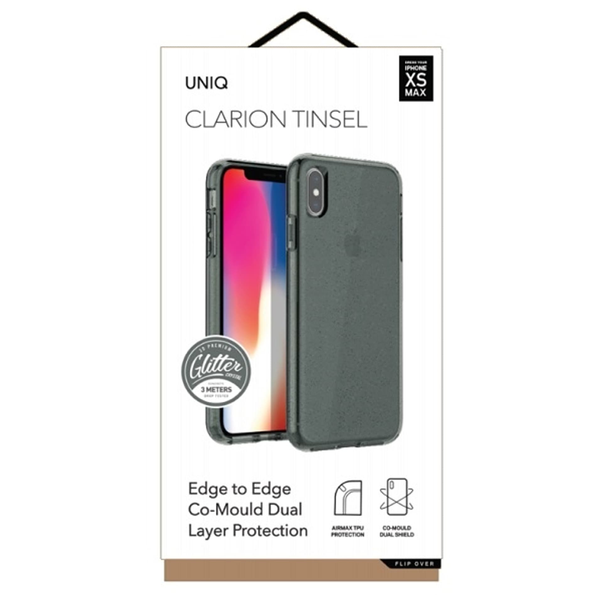 

UNIQ etui Clarion Tinsel iPhone Xs Max czarny/vapour smoke