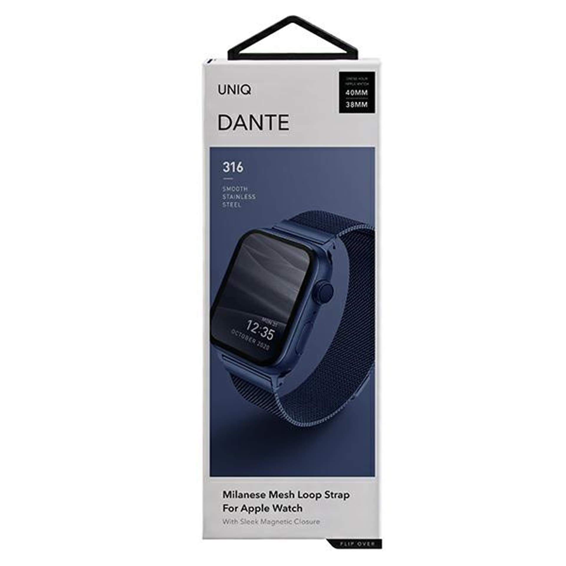 

UNIQ pasek Dante Apple Watch Series 4/5/6/7/8/SE/SE2 38/40/41mm Stainless Steel niebieski/marine blue