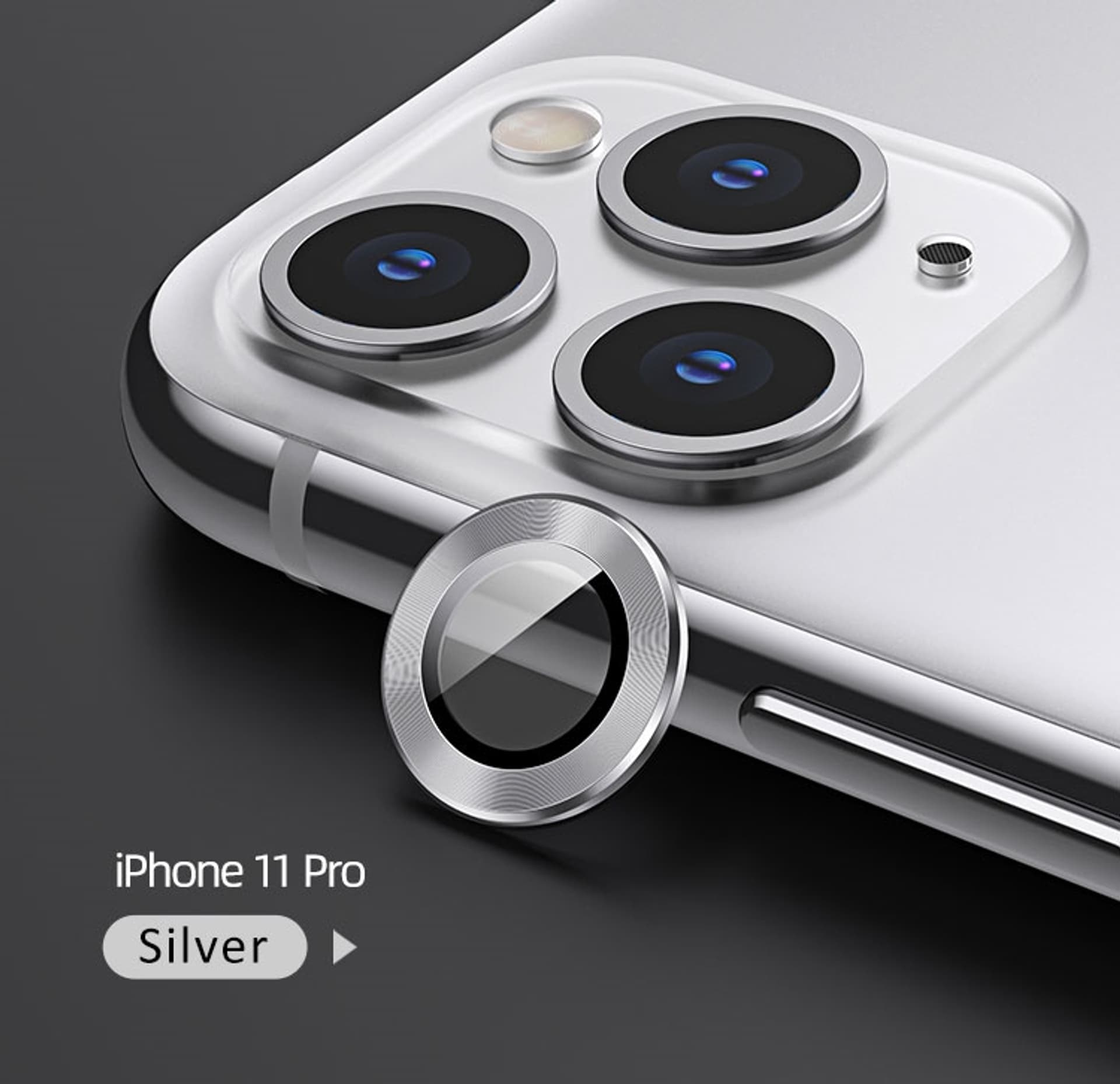 

USAMS Camera Lens Glass iPhone 11 Pro metal ring srebrny/silver BH571JTT03 (US-BH571)