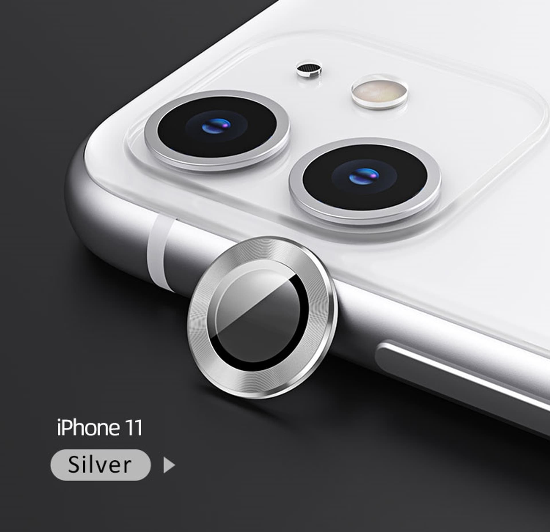 

USAMS Camera Lens Glass iPhone 11 metal ring srebrny/silver BH572JTT02 (US-BH572)