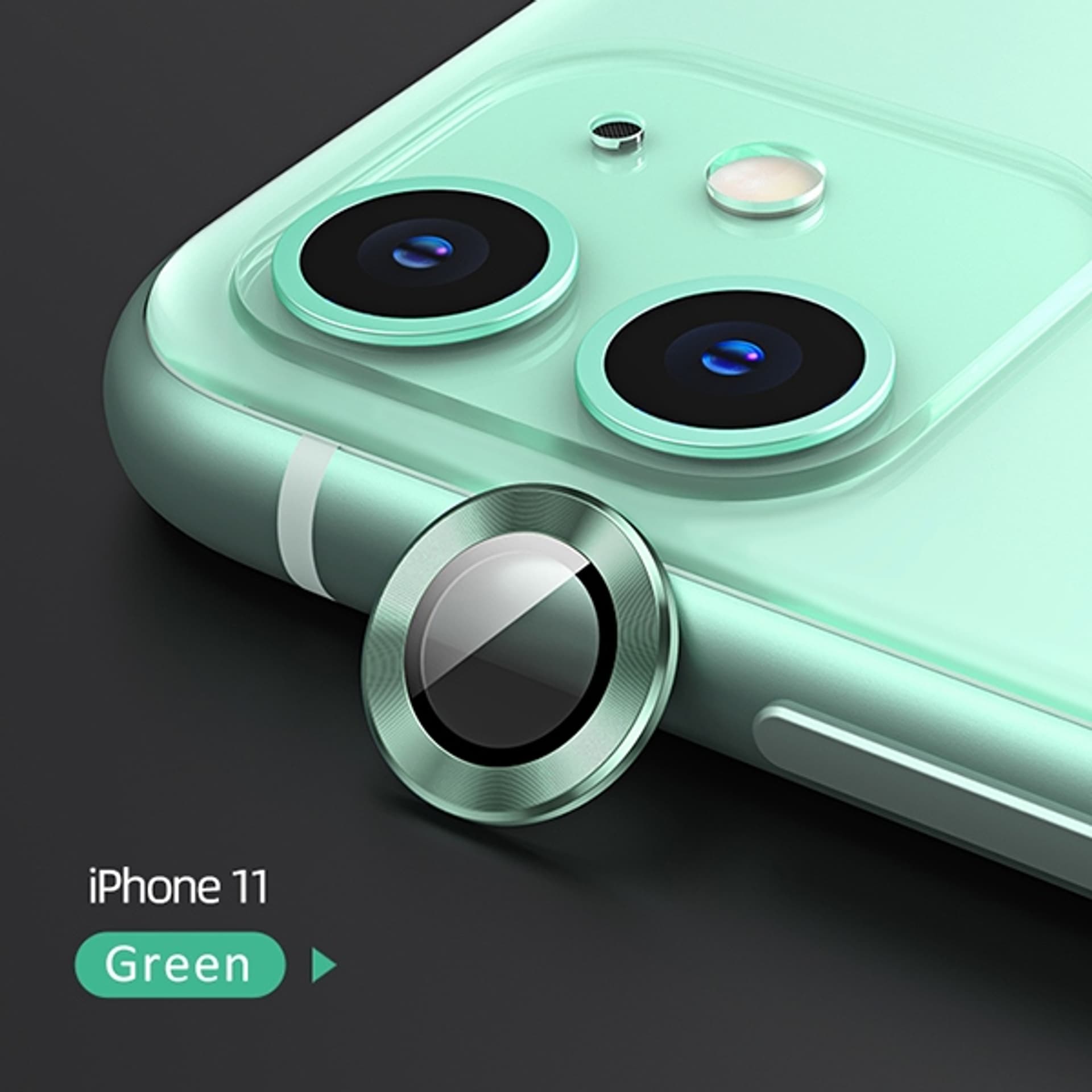 

USAMS Camera Lens Glass iPhone 11 metal ring zielony/green BH572JTT05 (US-BH572)