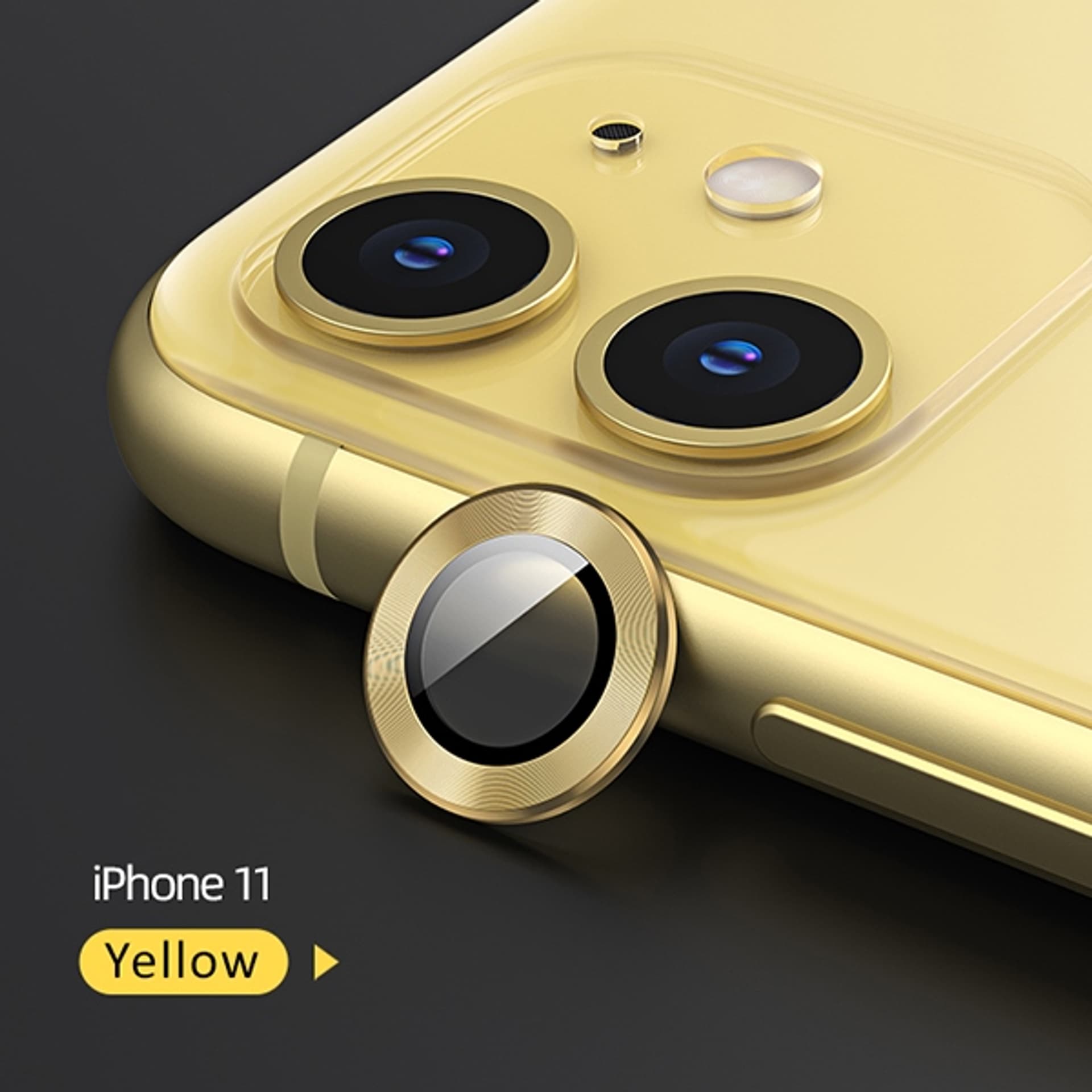 

USAMS Camera Lens Glass iPhone 11 metal ring żółty/yellow BH572JTT06 (US-BH572)