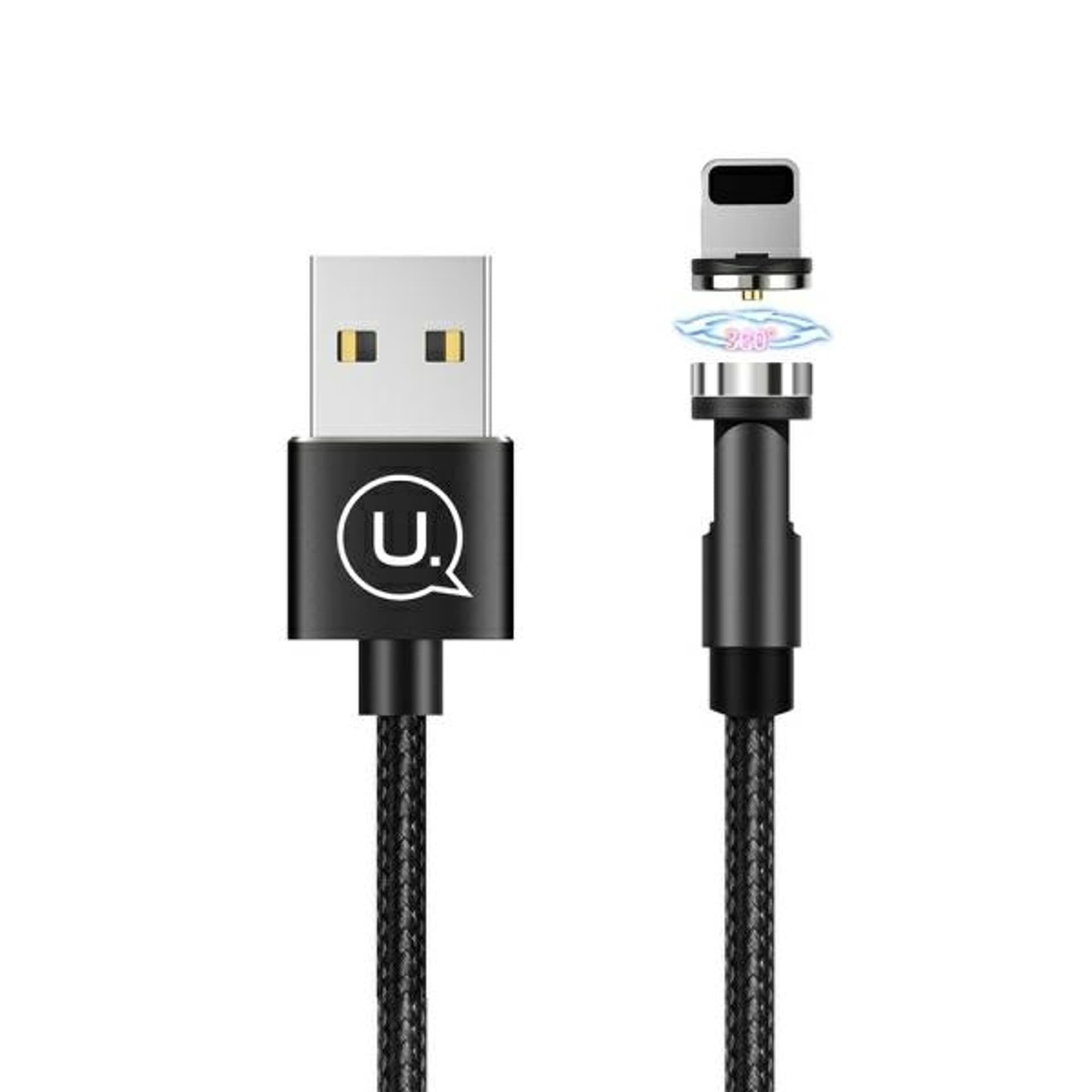 

USAMS Kabel magnetyczny U59 lightning 2.1A Fast Charge 1m pleciony czarny/black SJ472USB01 (US-SJ472) regulowany kąt, Us-sj472) regulowany ką