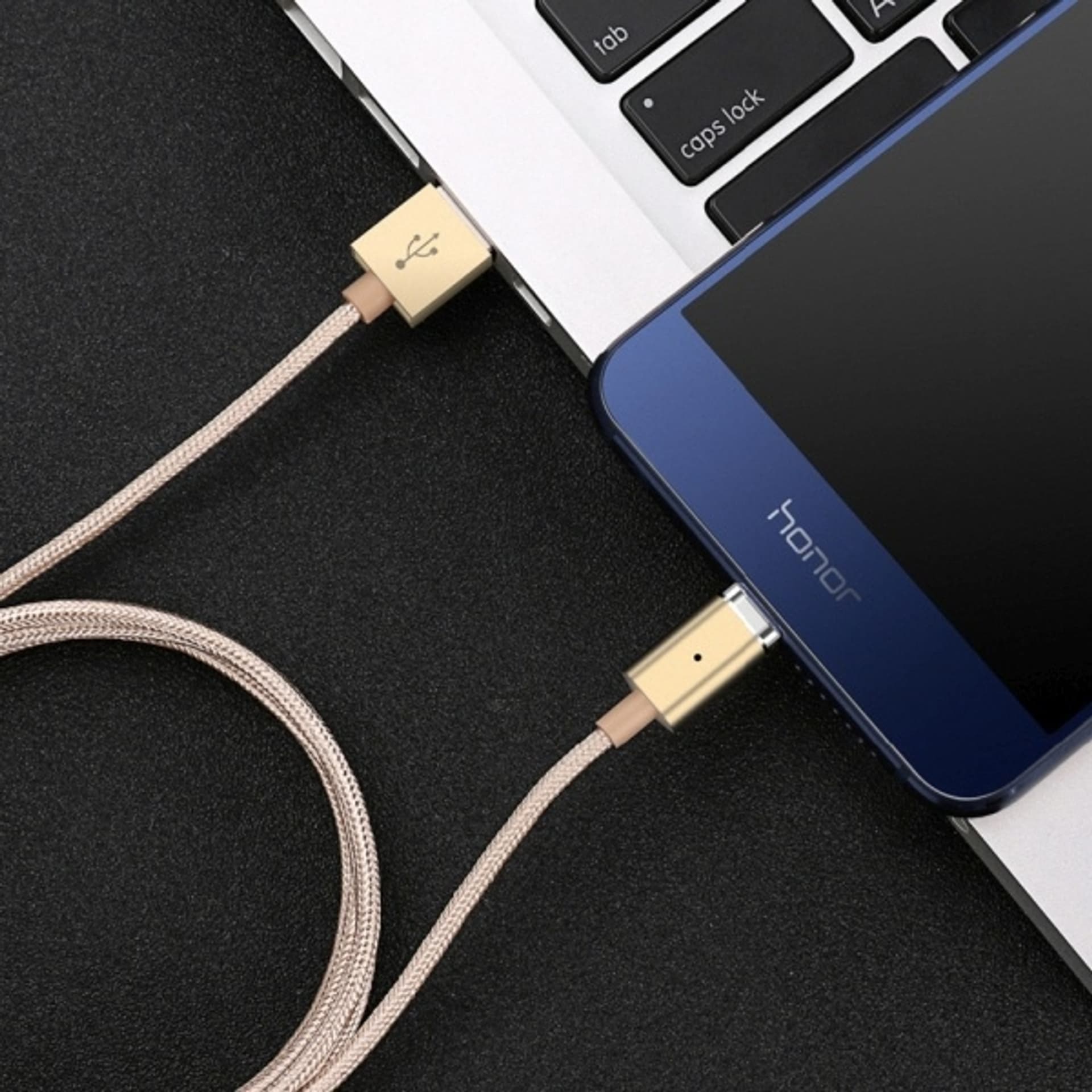 

USAMS Kabel magnetyczny U-Link USB-C 1,2m 2A złoty/gold pleciony TCLD03 (US-SJ143) Fast Charge, Us-sj143) fast charg
