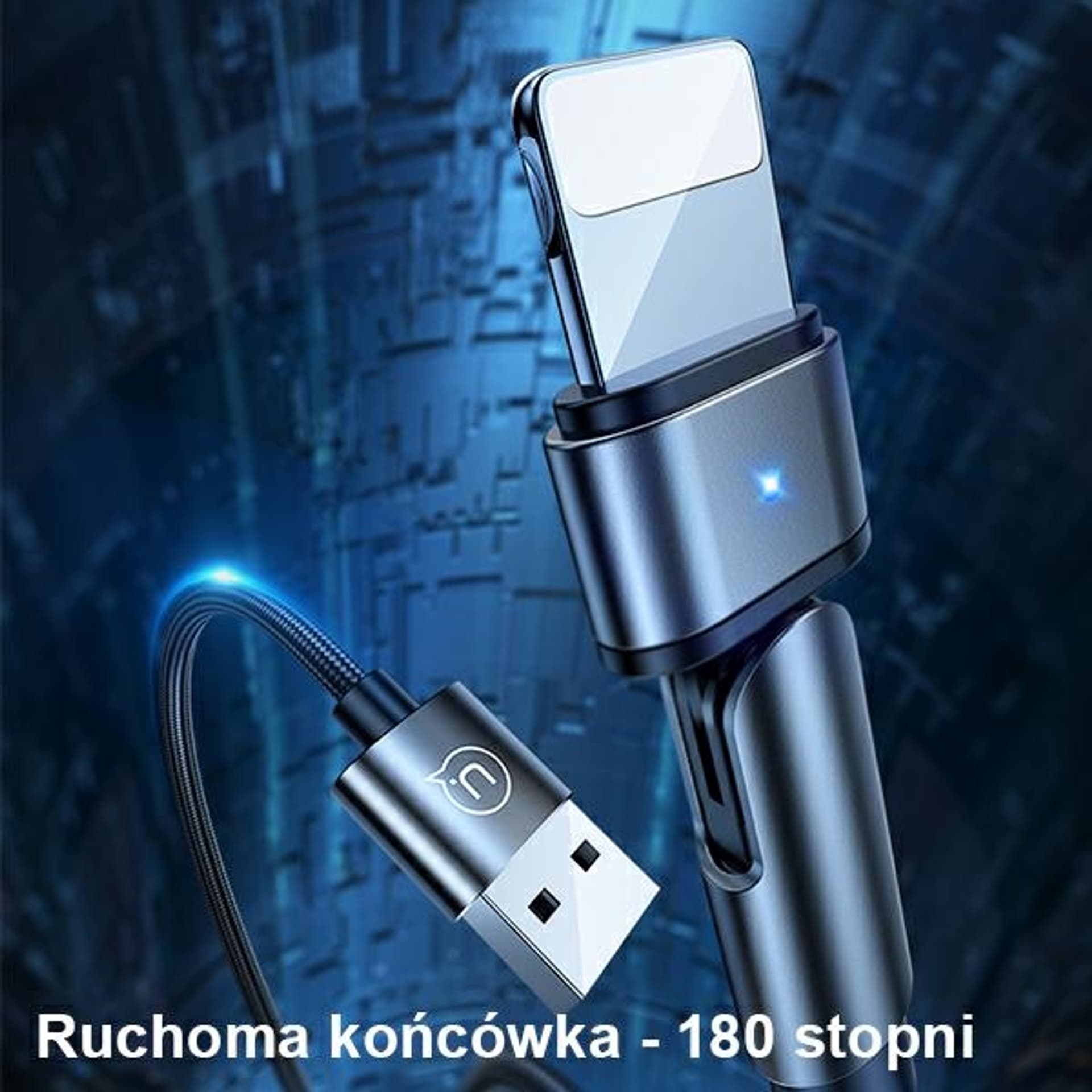 

USAMS Kabel pleciony obrotowy U60 2A Lightning zielony/green 1m SJ476USB02 (US-SJ476)