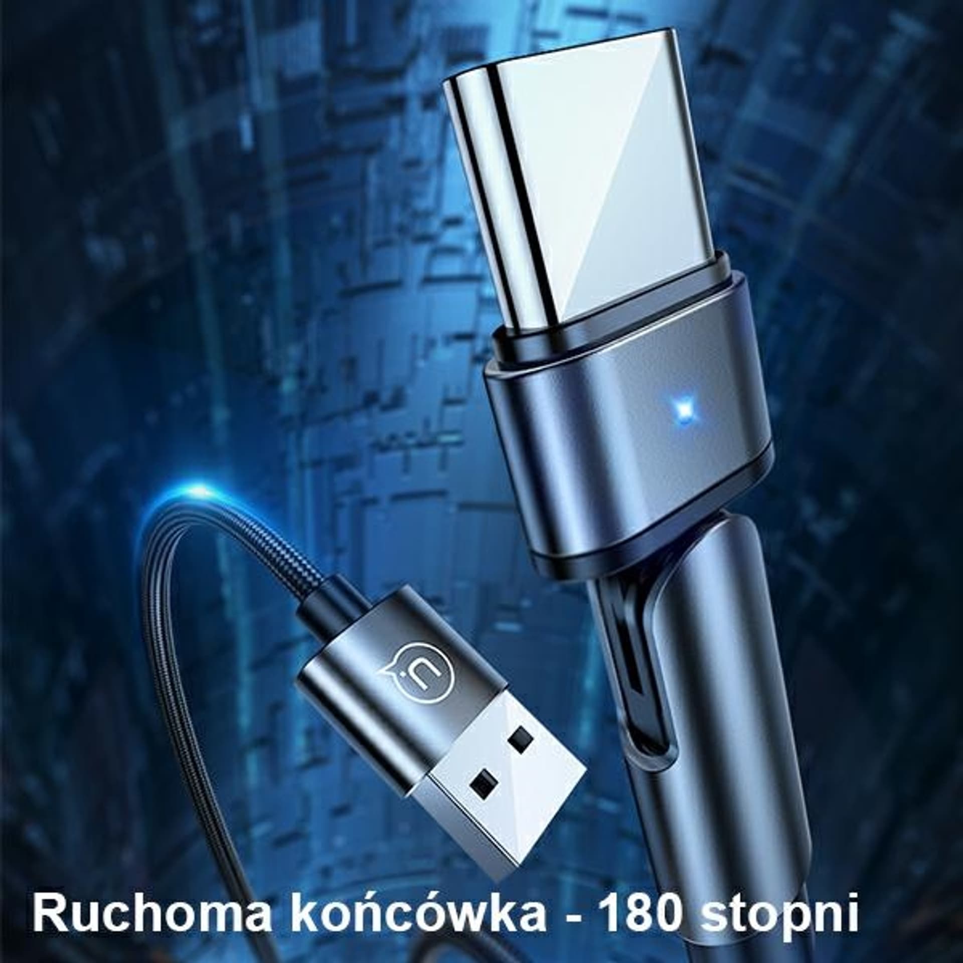 

USAMS Kabel pleciony obrotowy U60 2A USB-C czarny/black 1m SJ477USB01 (US-SJ477)