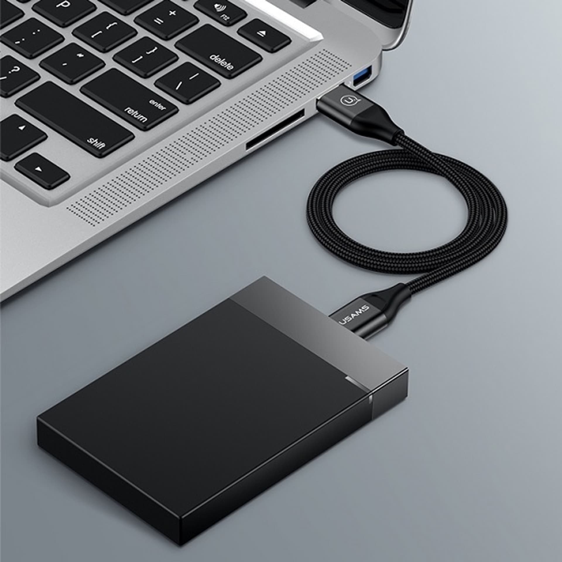 

USAMS Kabel pleciony U19 USB 3.0 micro USB B do dysku zewnętrznego 1m czarny/black SJ272USB01 (US-SJ272)