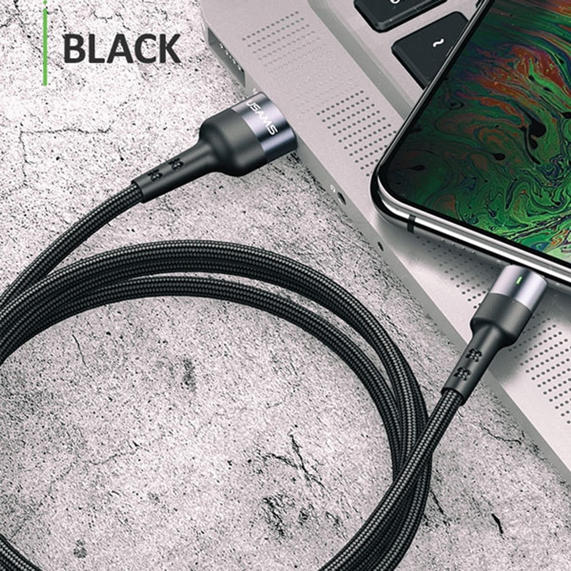 

USAMS Kabel pleciony U26 lightning 1m 1szt. for set 2A Fast Charging czarny/black SJ311IP01 (US-SJ311)
