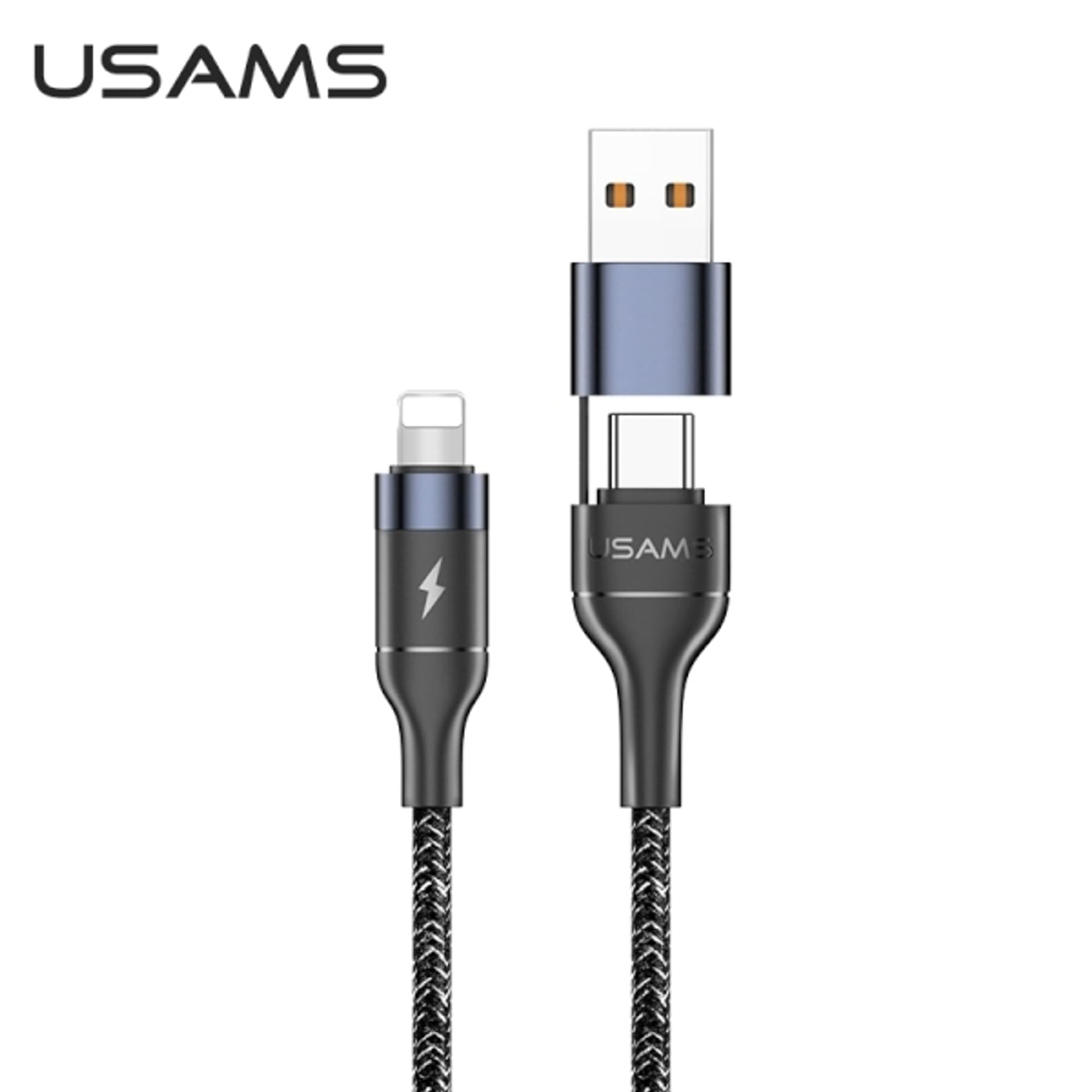 

USAMS Kabel pleciony U31 USB-C na USB-C /lightning 60W PD Fast Charge czarny/black SJ403USB01 (US-SJ403)