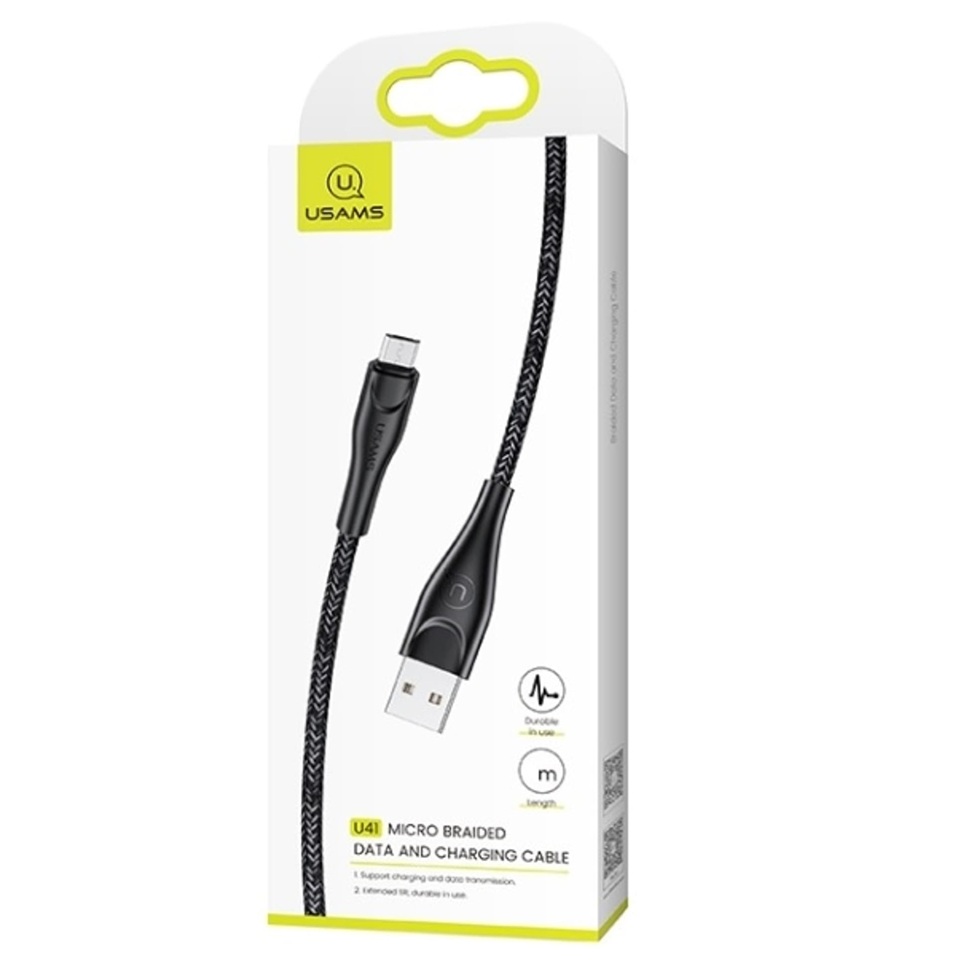 

USAMS Kabel pleciony U41 microUSB 1m 2A czarny/black SJ393USB01 (US-SJ393) Fast Charge, Us-sj393) fast charg