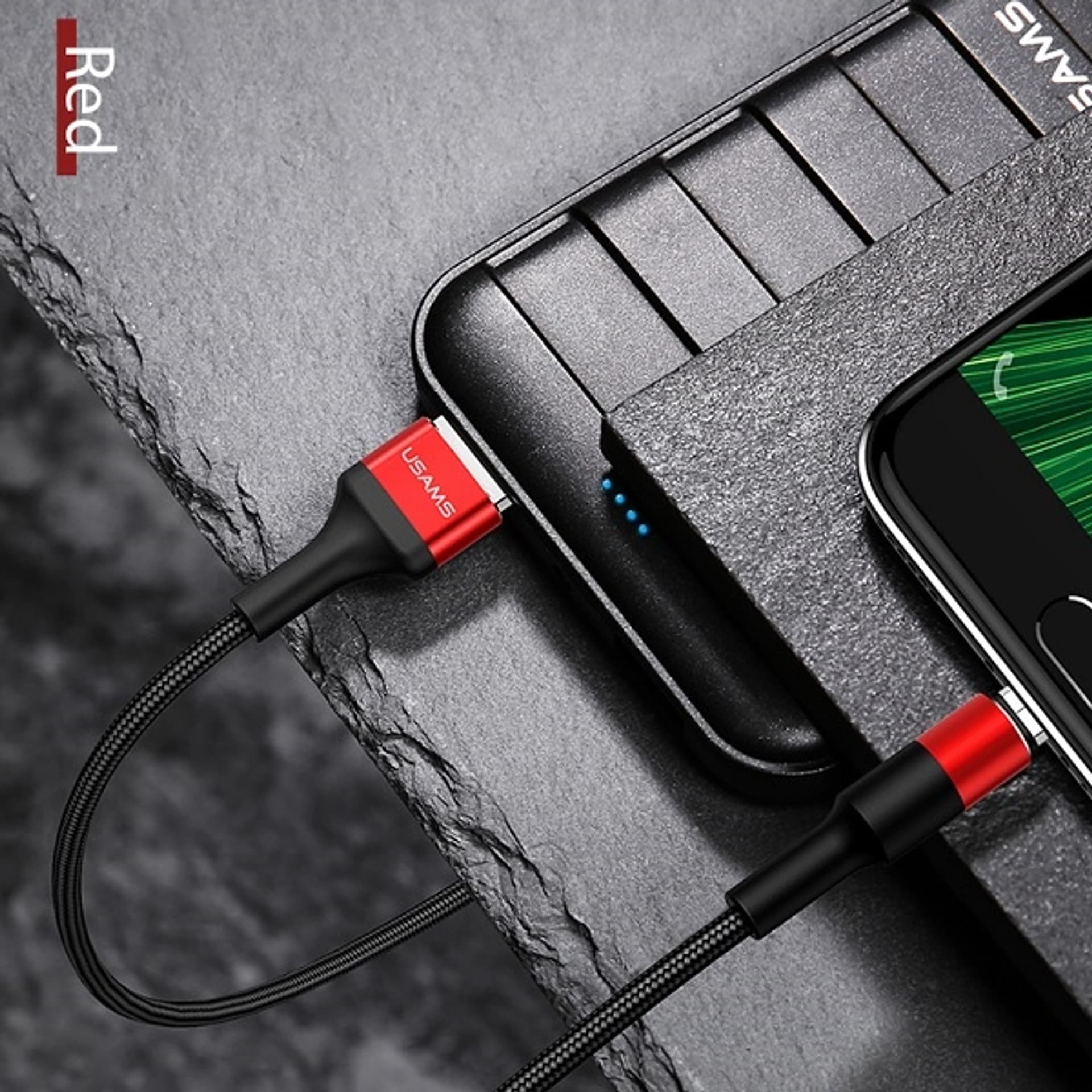 

USAMS Kabel pleciony U5 2A micro USB czerwony/red 1,2m SJ224USB02 (US-SJ224)