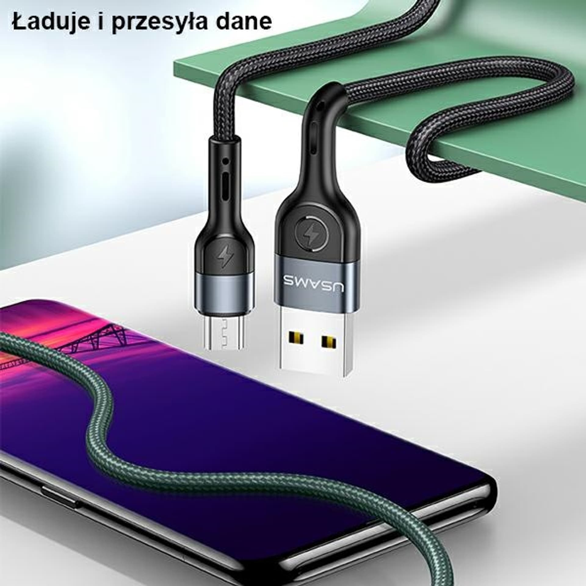 

USAMS Kabel pleciony U55 2A micro USB czarny/black 1m SJ450USB01 (US-SJ450)