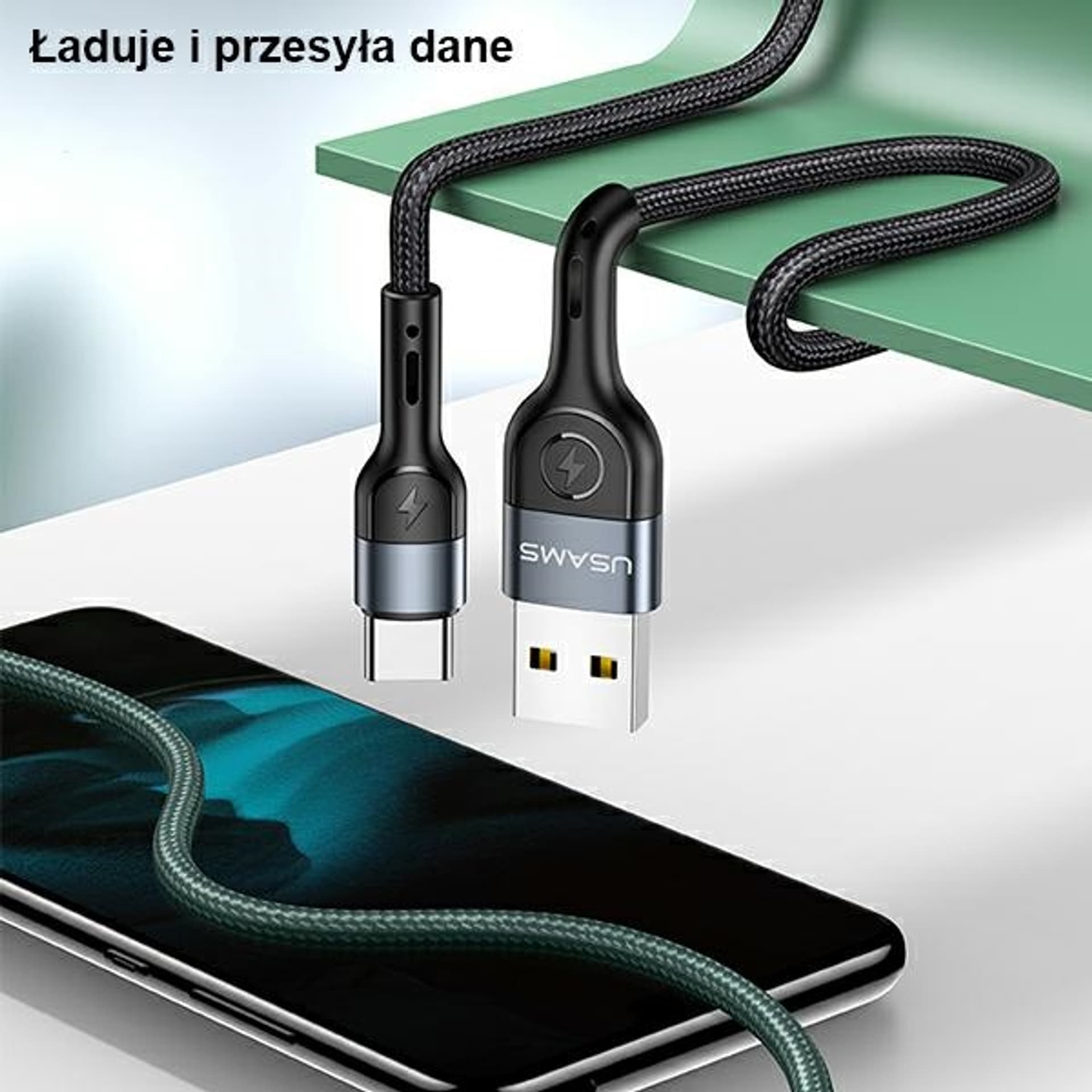 

USAMS Kabel pleciony U55 2A USB-C zielony/green 1m SJ449USB02 (US-SJ449)