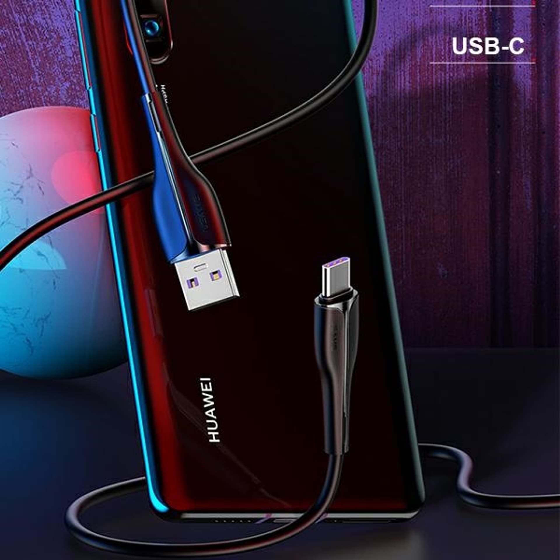 

USAMS Kabel U38 USB-C 5A Fast Charge for OPPO/HUAWEI 1m czarny/black SJ376USB01 (US-SJ376)