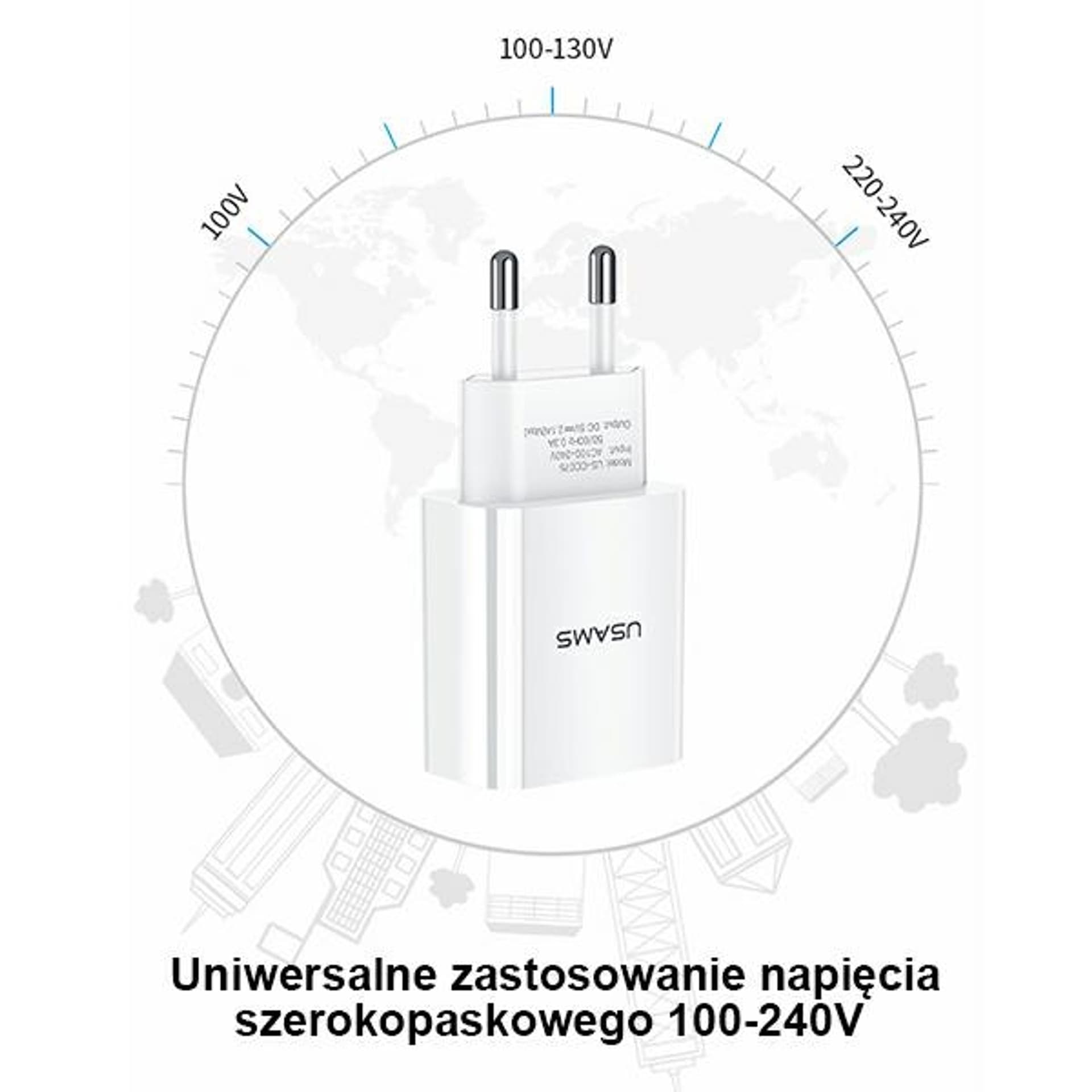 

USAMS Ład. siec. 1xUSB T18 2,1A (only head) biały/white Fast Charging CC075TC01, Only head) biały/white fast charging cc075tc0