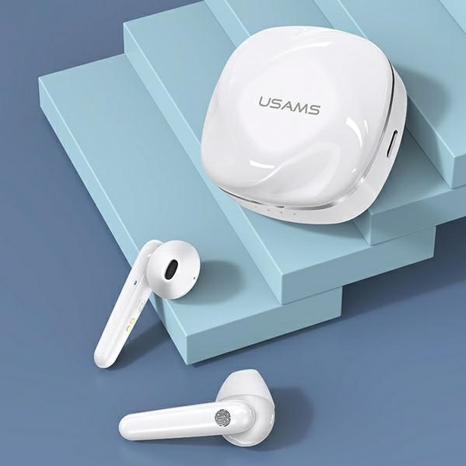 

USAMS Słuchawki Bluetooth 5.0 TWS SD series bezprzewodowe biały/white BHUSD01