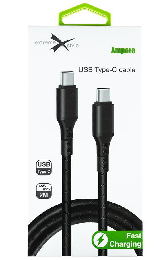 Kabel USB typ-C - USB typ-C eXtremestyle Ampere (2 m, czarny)