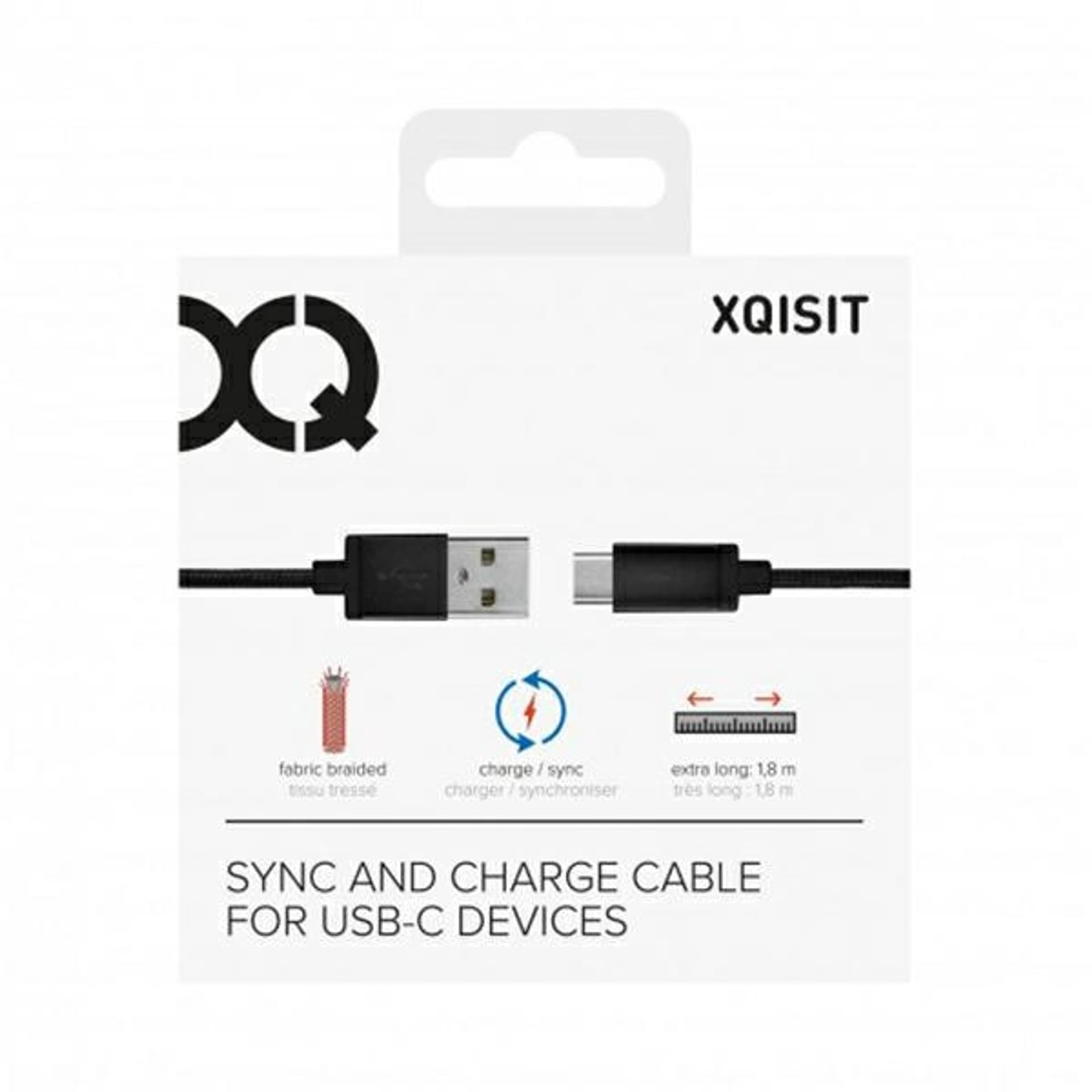 

Xqisit kabel Cotton USB C 3.0 czarny /black 1.8m 27749