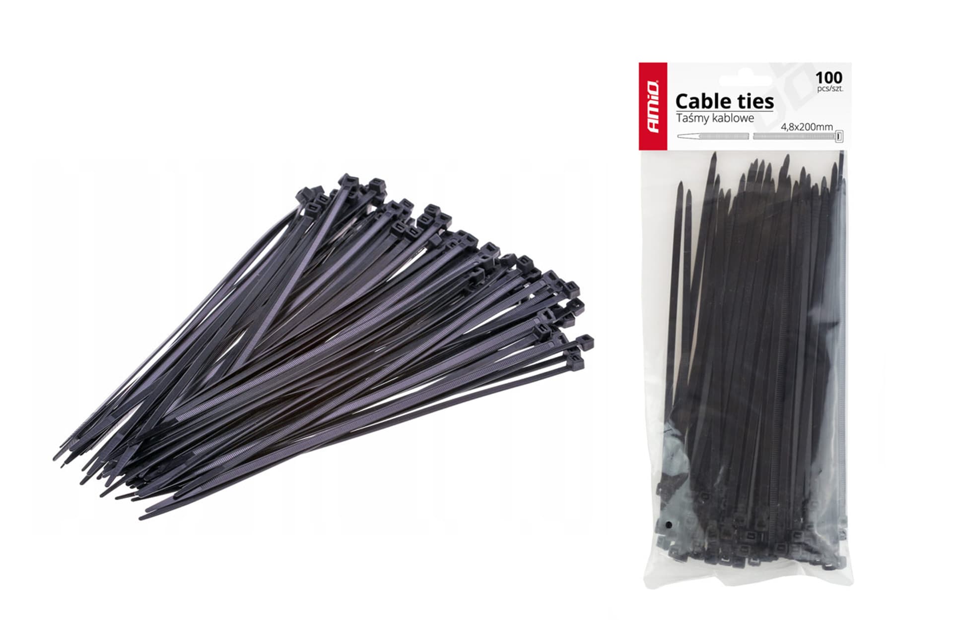 

Taśmy opaski kablowe czarne 2,5x100mm - 100 szt.