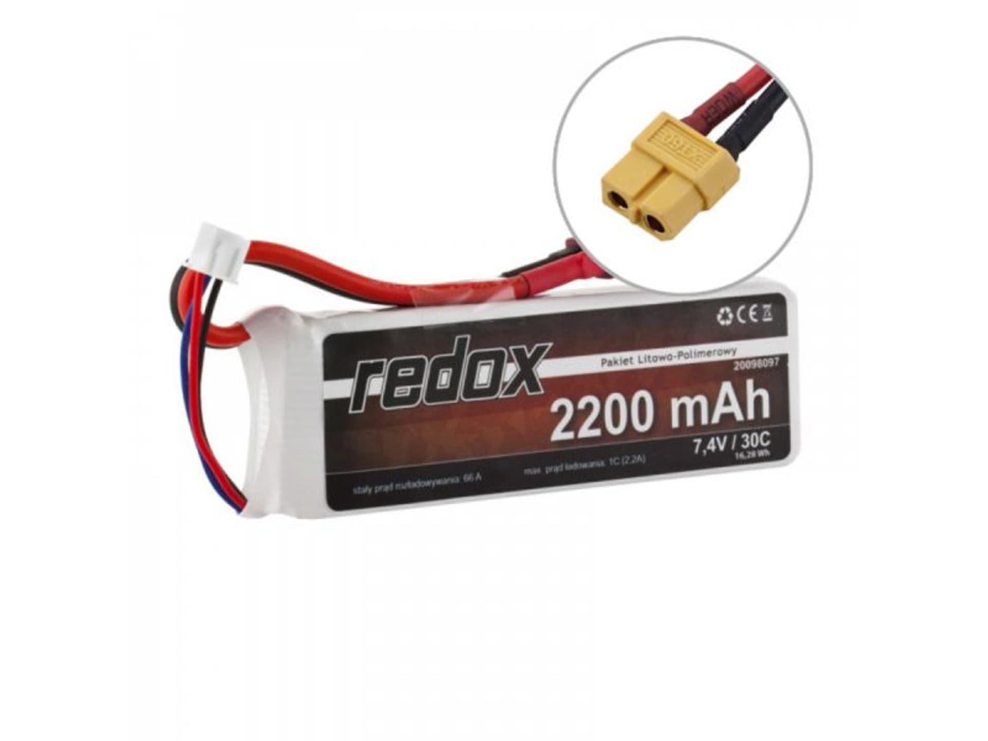 

Pakiet Akumulator Redox LiPo 7,4V 2200mAh 30c