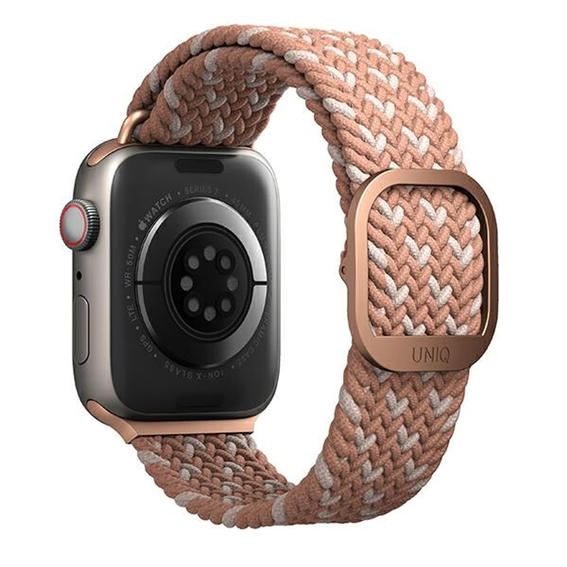 

UNIQ pasek Aspen Apple Watch 40/38/41mm Series 4/5/6/7/8/SE/SE2 Braided DE różowy/citrus pink