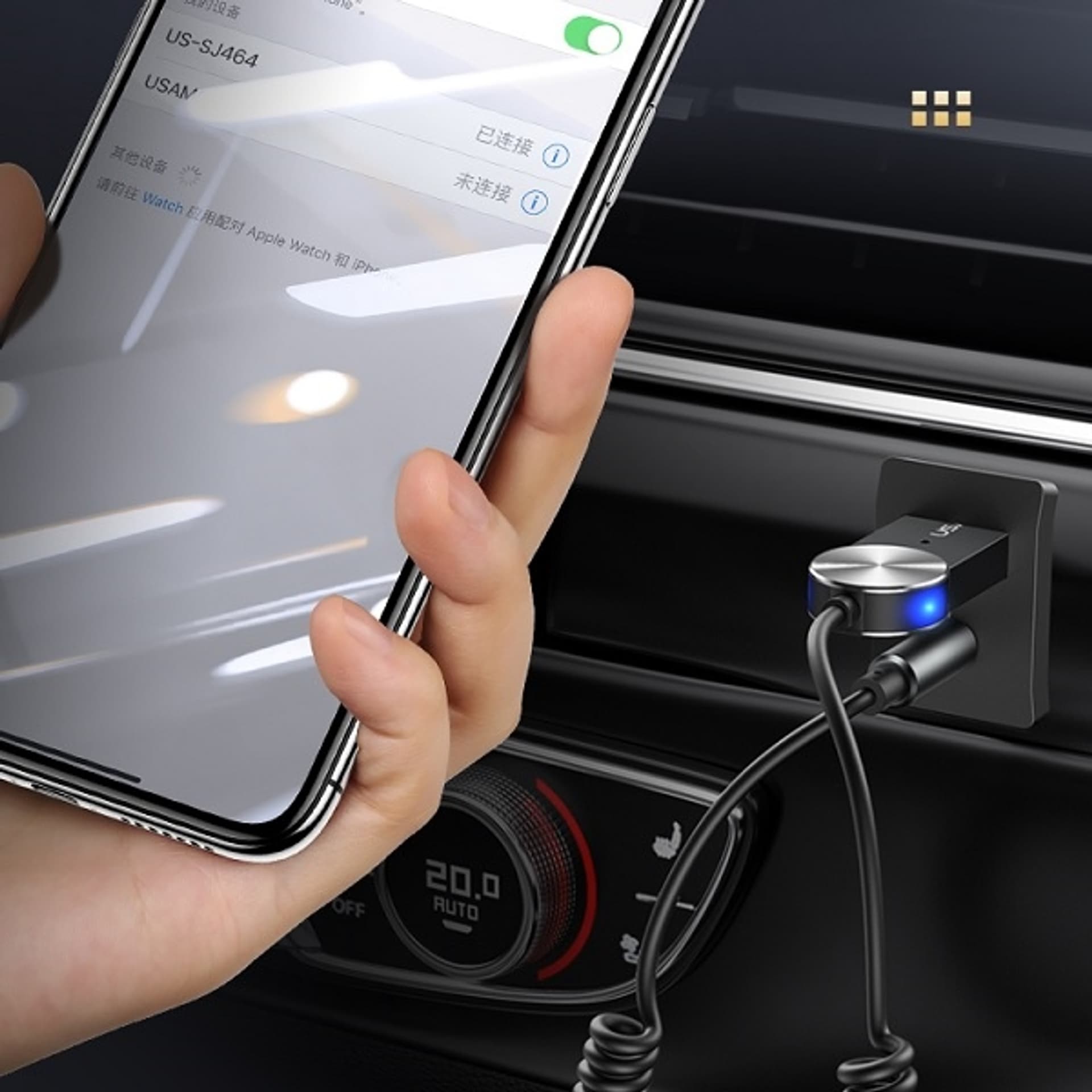 

USAMS Adapter audio Bluetooth 5.0 USB-AUX szary/tarnish SJ464JSQ01 (US-SJ464)