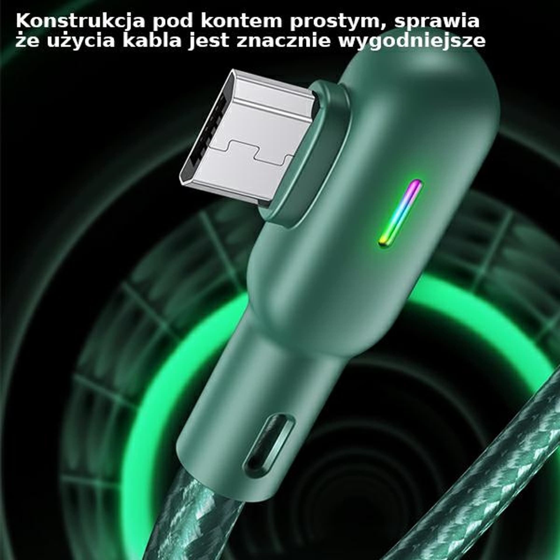 

USAMS Kabel kątowy U57 MicroUSB 1,2m 2A zielony/green SJ458USB02 (US-SJ458)