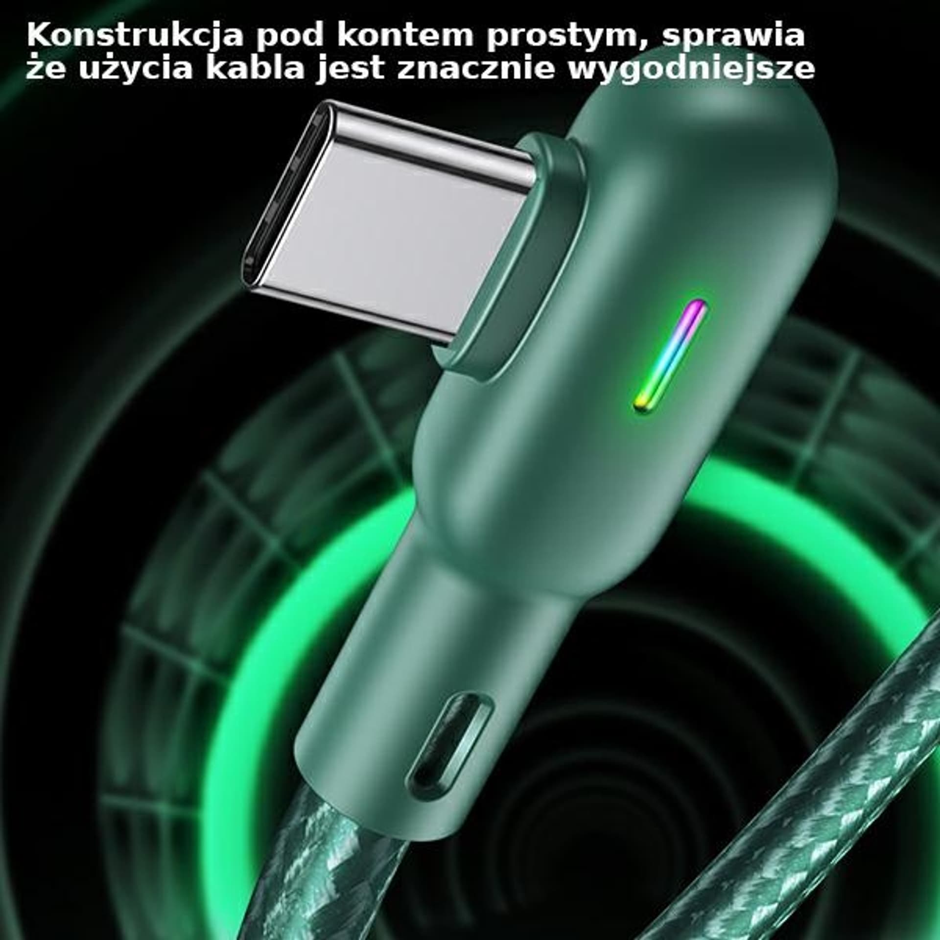 

USAMS Kabel kątowy U57 USB-C 1,2m 2A zielony/green SJ457USB02 (US-SJ457)