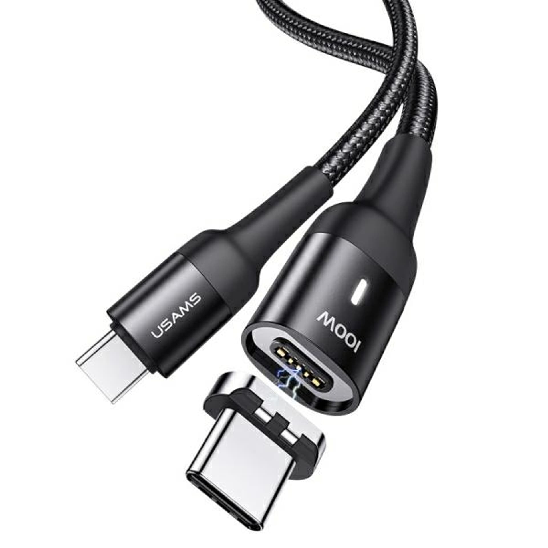 

USAMS Kabel magnet. U58 USB-C na USB-C 100W PD Fast Charge 5A 1.5m pleciony czarny/black SJ466USB01 (US-SJ466)