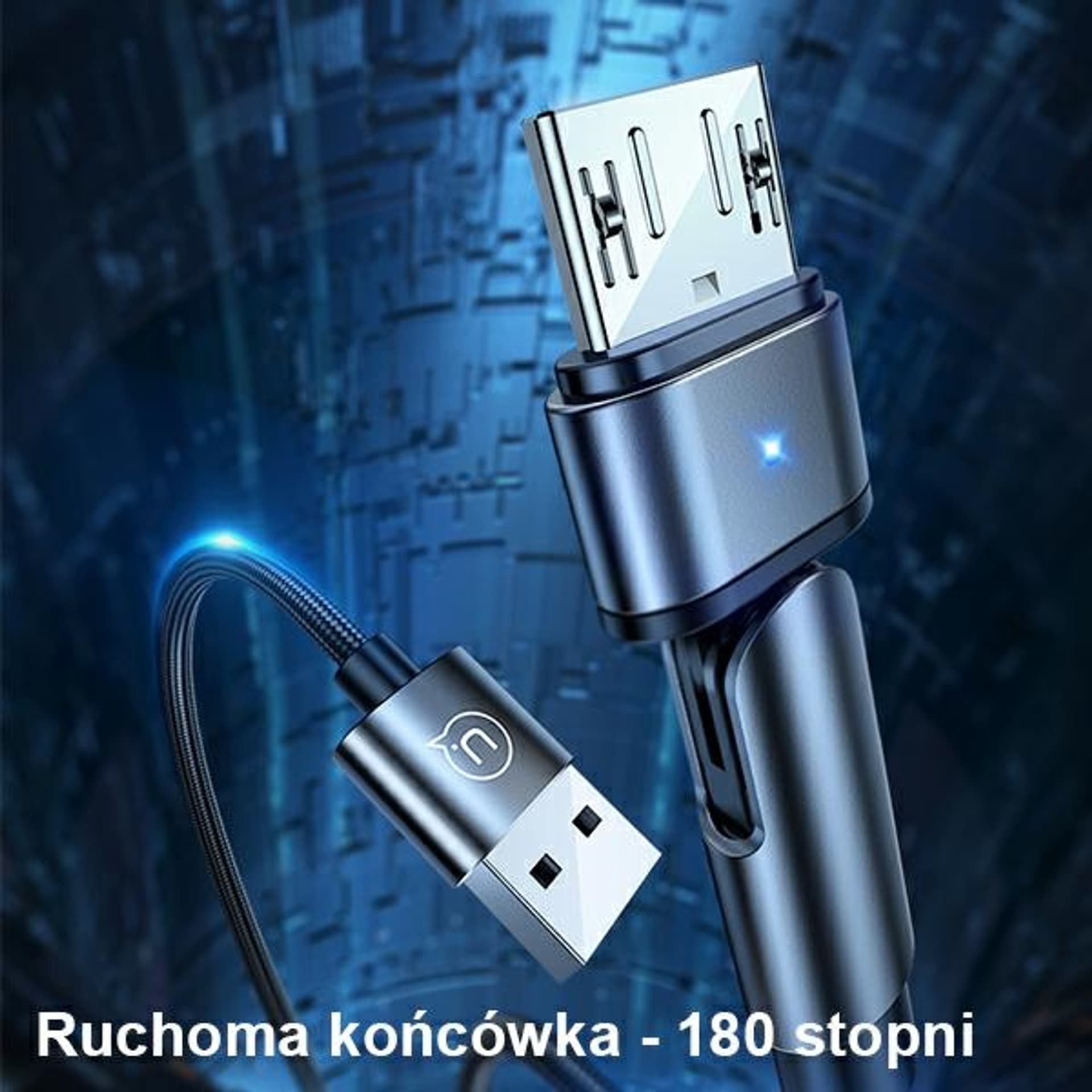 

USAMS Kabel pleciony obrotowy U60 2A microUSB czarny/black 1m SJ478USB01 (US-SJ478)