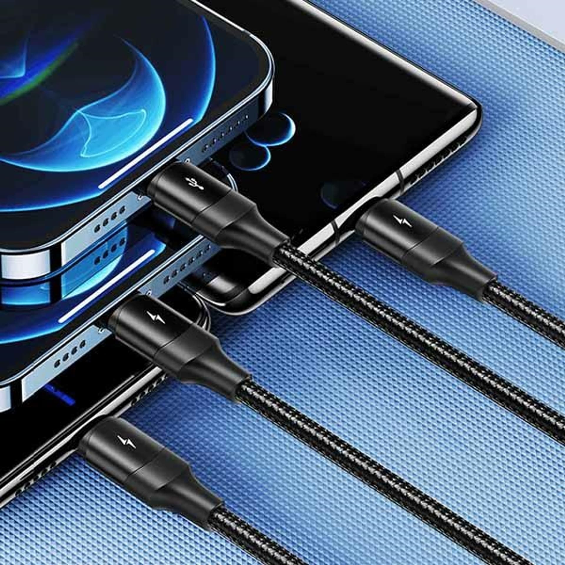 

USAMS Kabel pleciony U73 4w1 1.2m 3A Fast Charge (2xlightning/microUSB/USB-C) SJ516USB01 (US-SJ516)