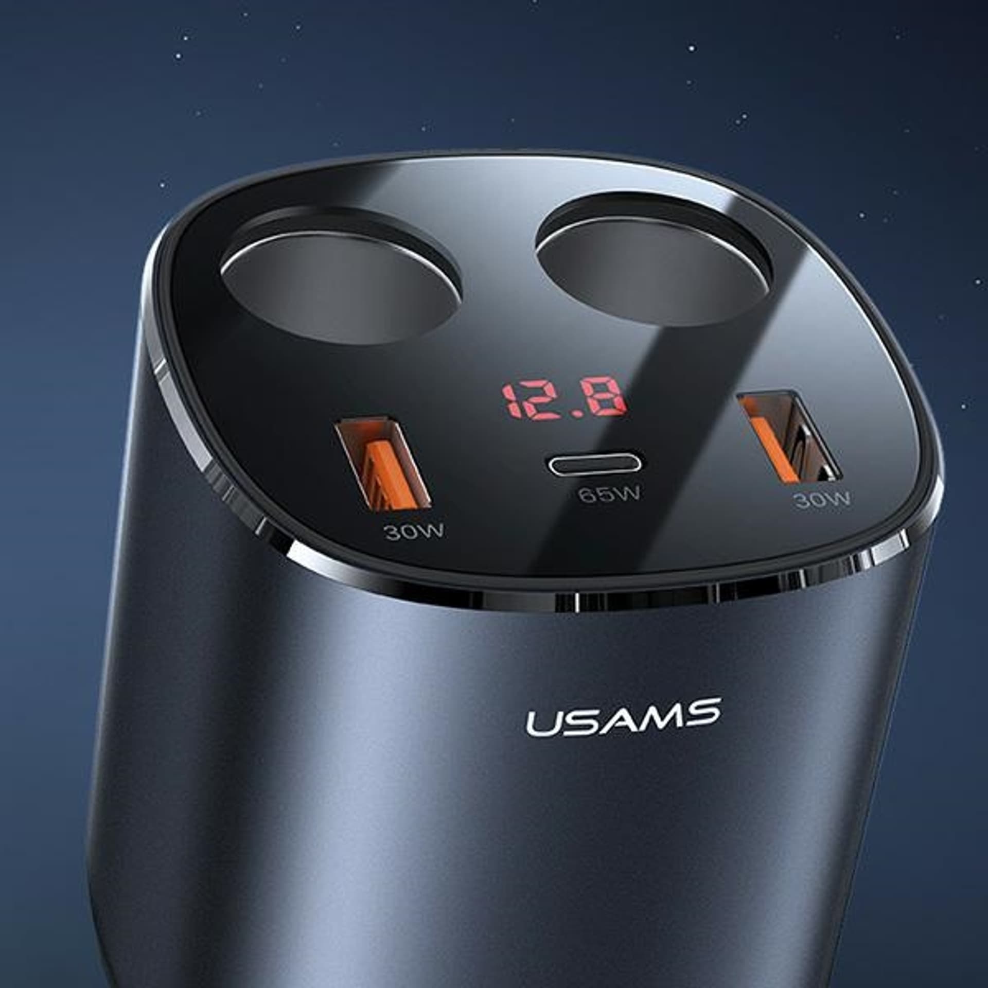 

USAMS Rozgałęźnik samochodowy 2xUSB-A/ 1xUSB-C C28 245W szary/grey CC151TC01 (US-CC151)
