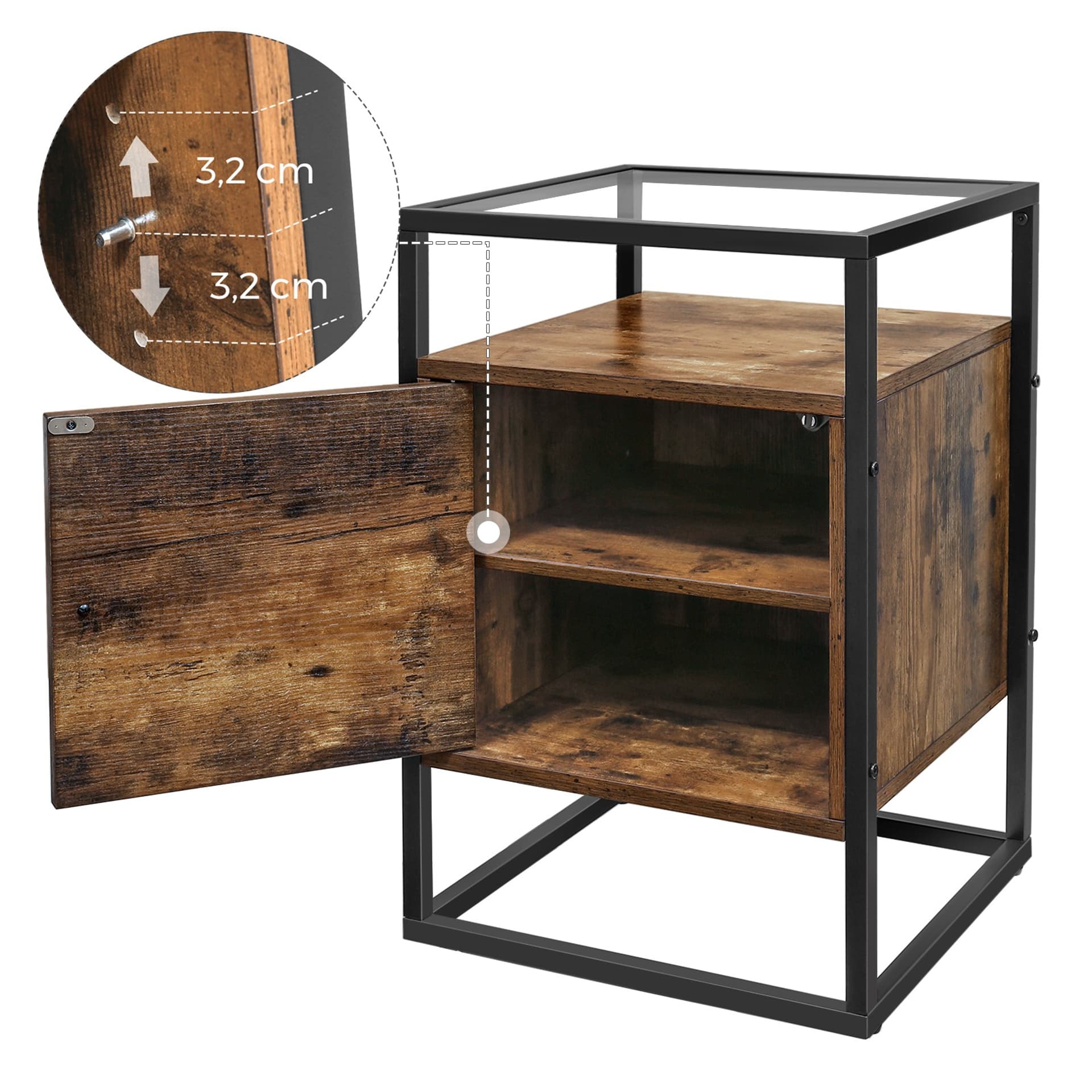 

Szafka nocna ze szklanym blatem LOFT 40 cm
