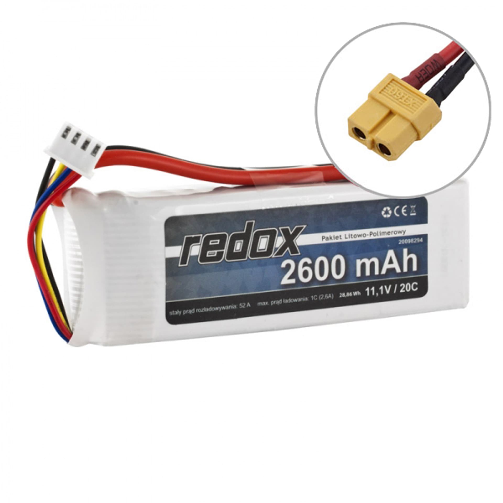 

Pakiet LiPo Akumulator Redox 2600 mAh 11,1V 20C