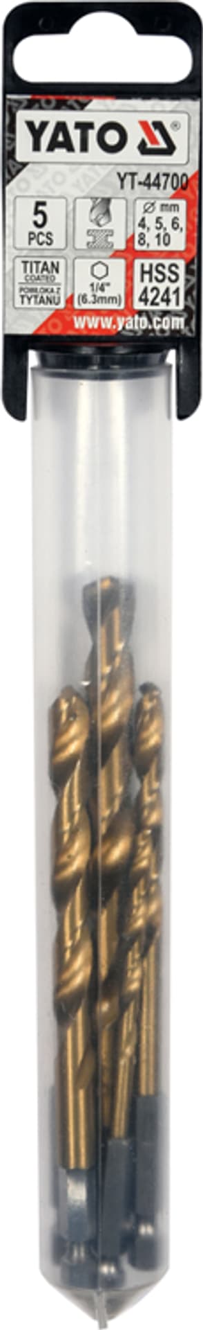 

WIERTŁA DO MET 5SZT 4-10MM HEX TYTANOWA POWŁOKA