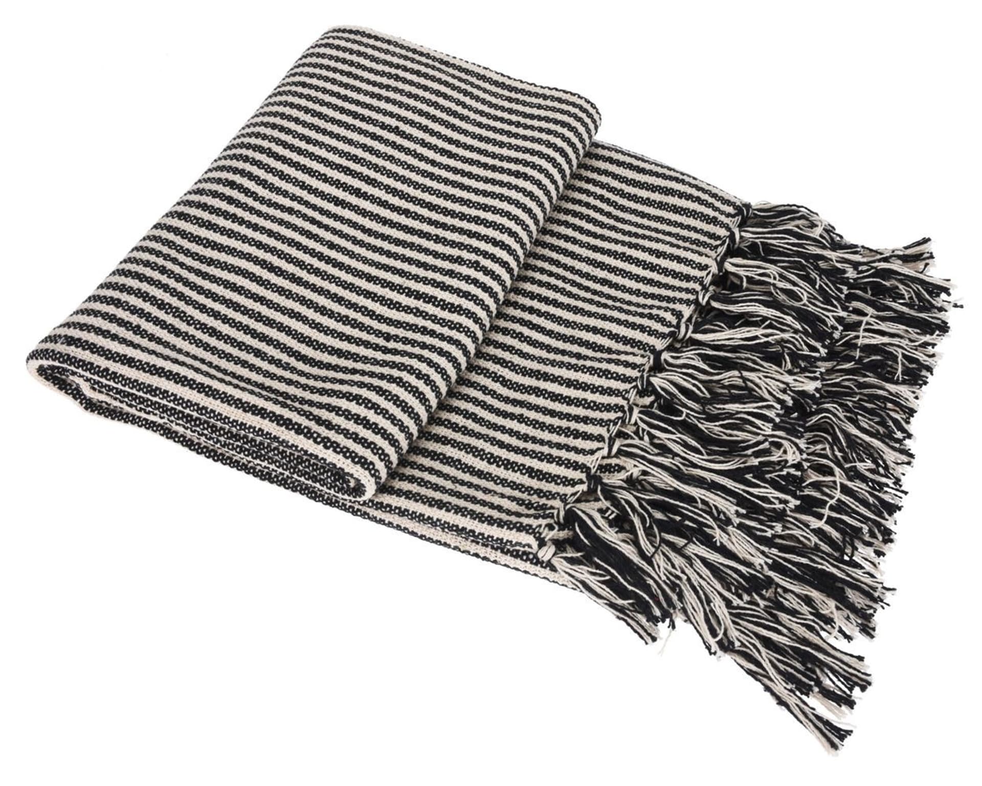 

Koc pled z frędzlami Stripes 130x170 cm
