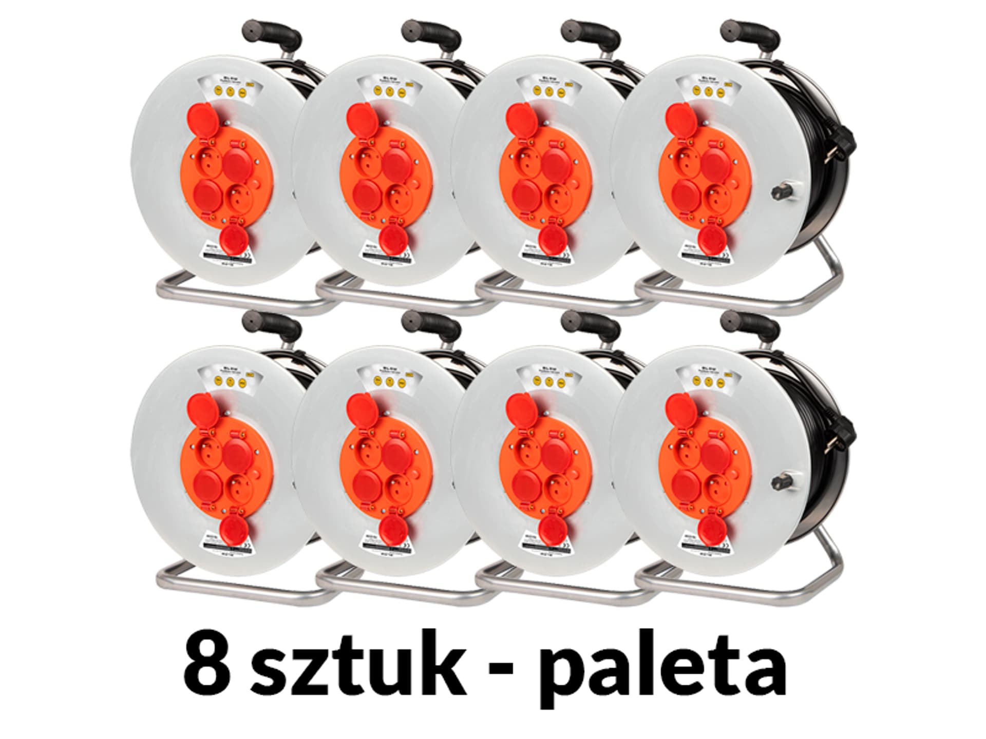 

98-097# Przedłużacz sieciowy pr-61 4-gniazda z uziemieniem 50m bęben metalowy 3x2,5mm 8-pak