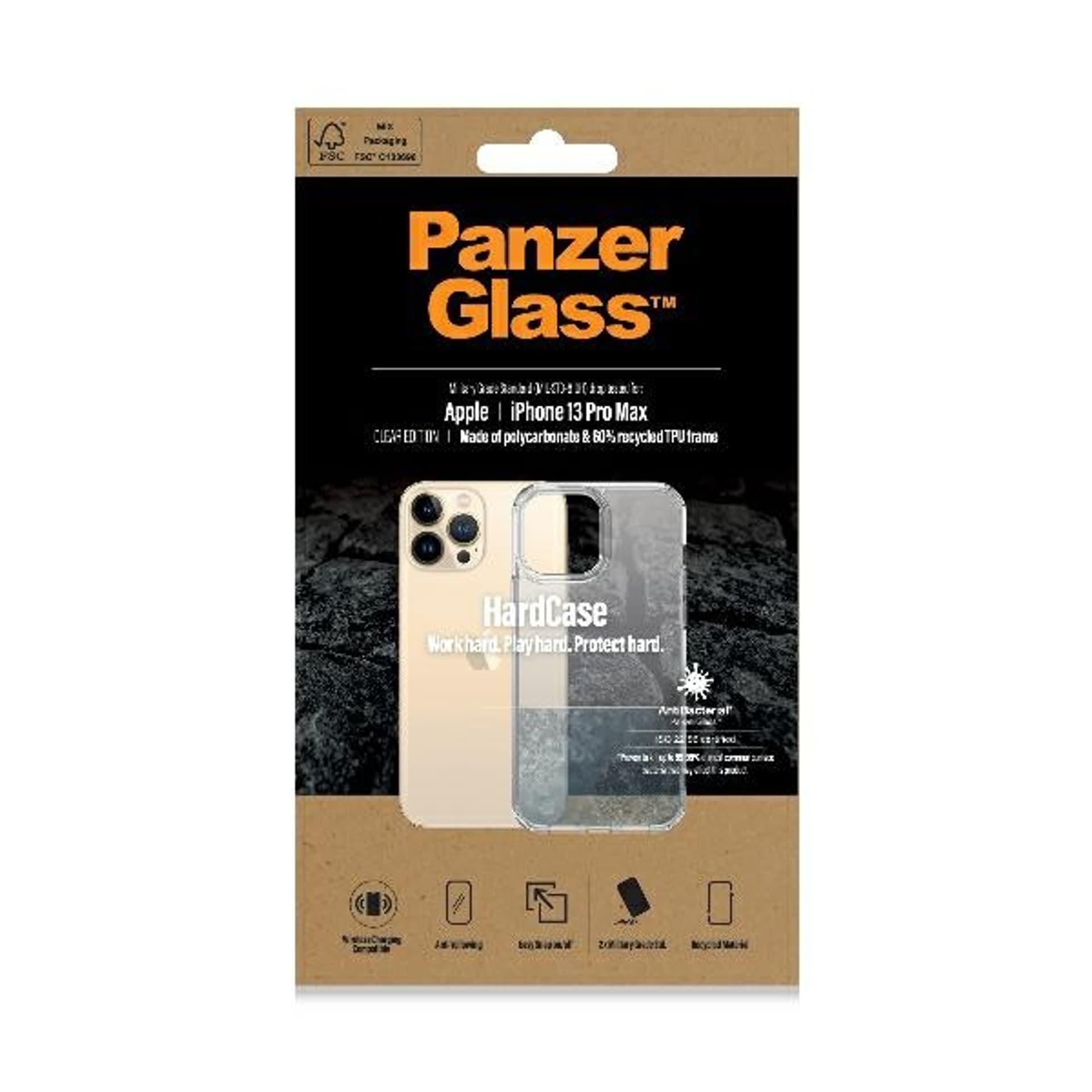 

PanzerGlass HardCase iPhone 13 Pro Max 6,7" Antibacterial Military grade clear 0317