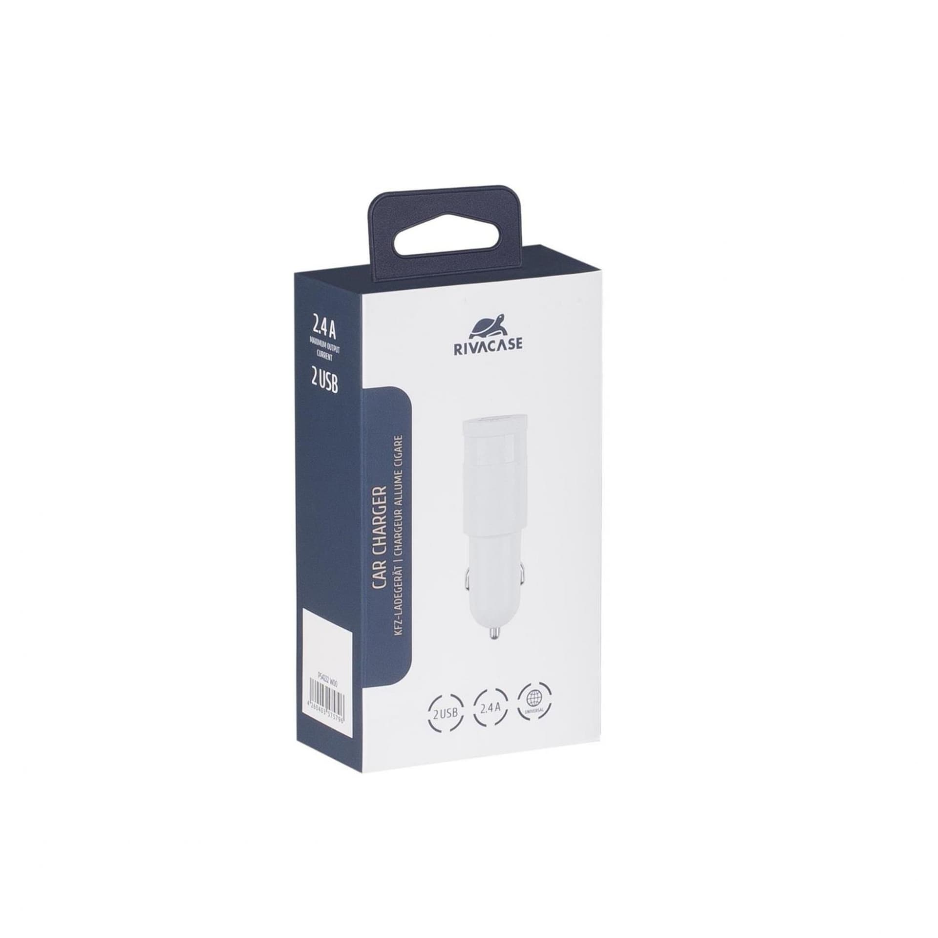 

Rivacase Ładowarka Samochodowa 2,4A / 2xUSB biała
