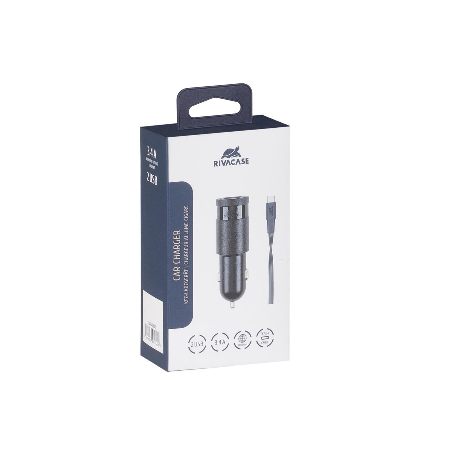 

Rivacase Ładowarka Samochodowa + USB-C 3,4A / 2xUSB czarna