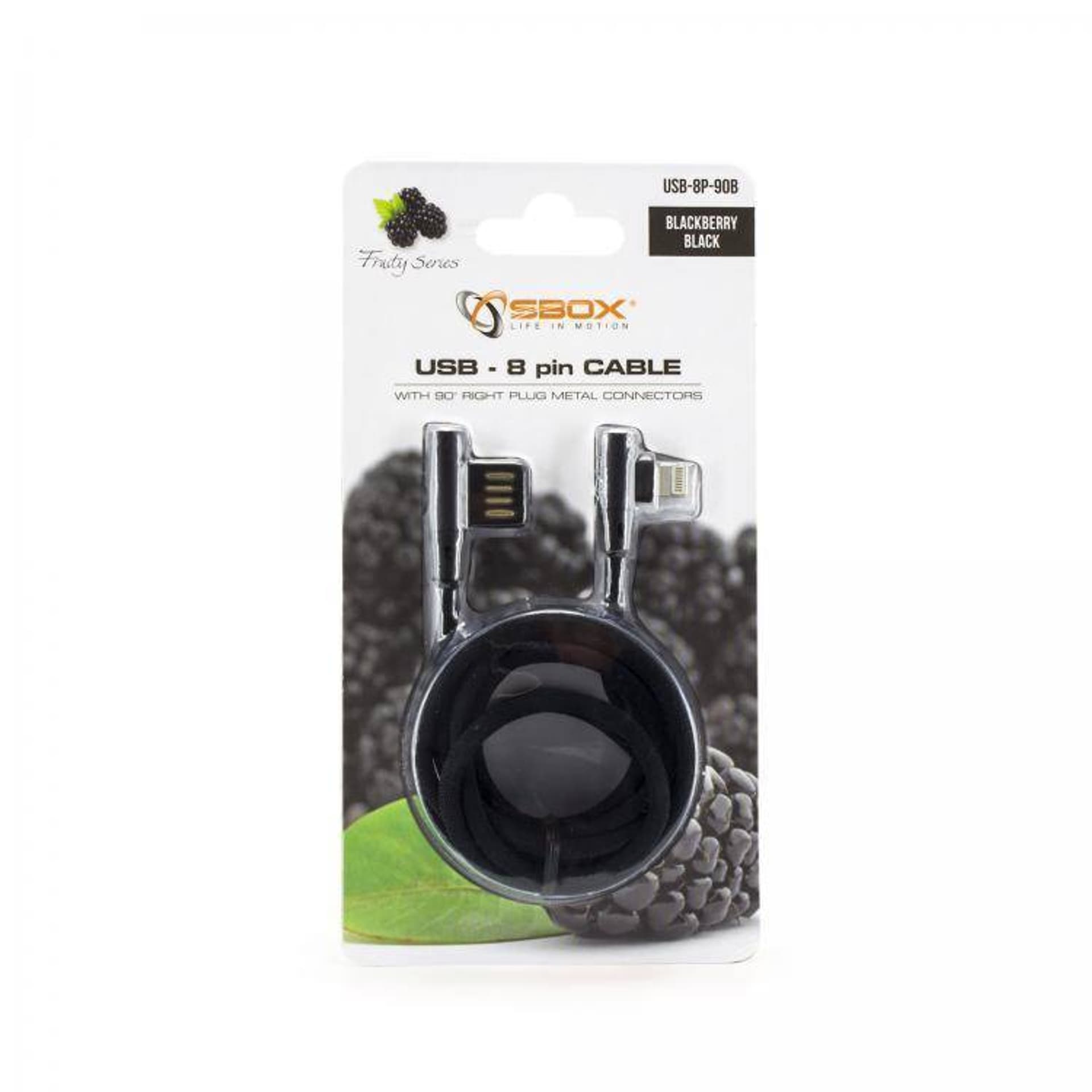 

SBOX Kabel Lightning USB-8P-90B 1,5m 90° czarny